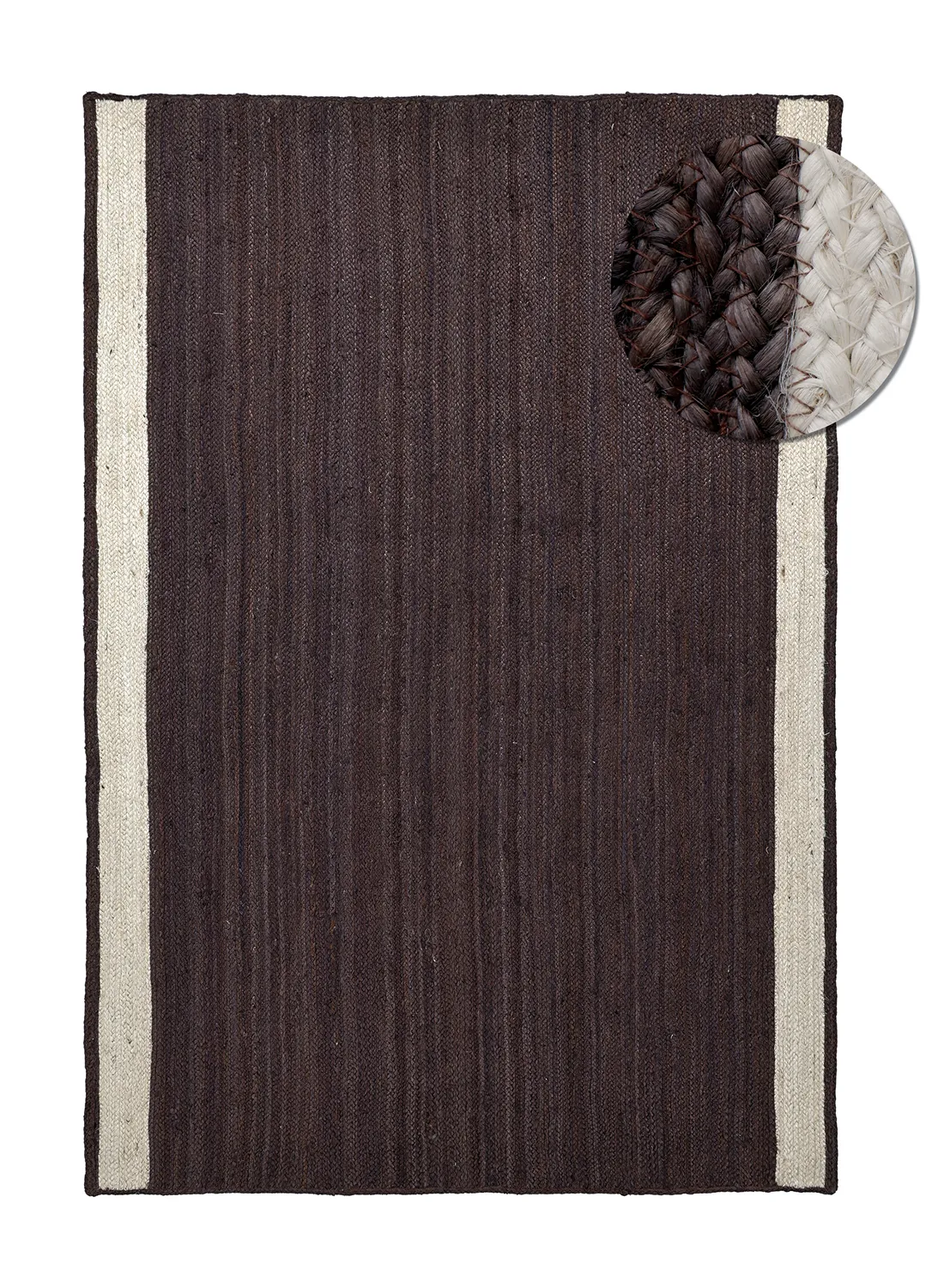 Tapis chanvre - Senaki (taupe foncé/blanc)