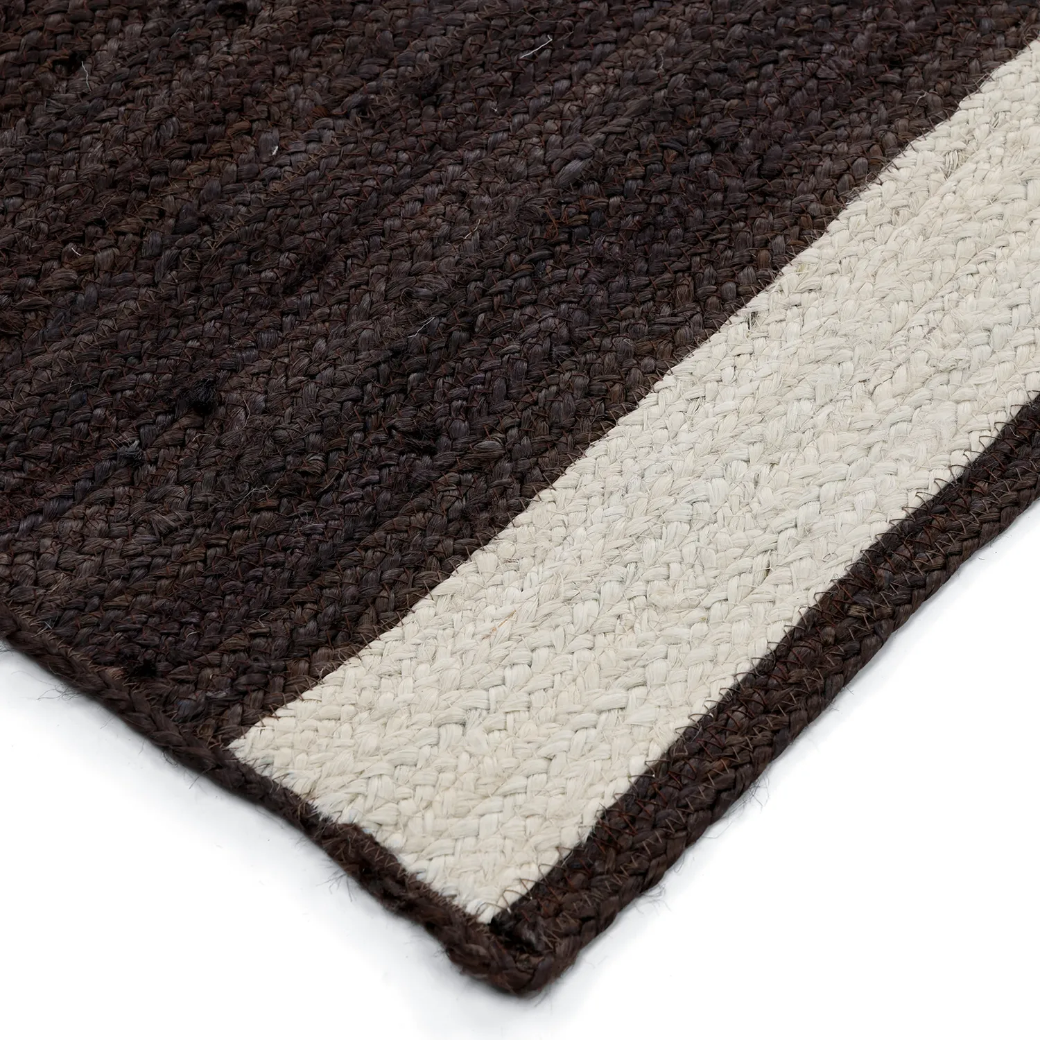 Tapis chanvre - Senaki (taupe foncé/blanc)