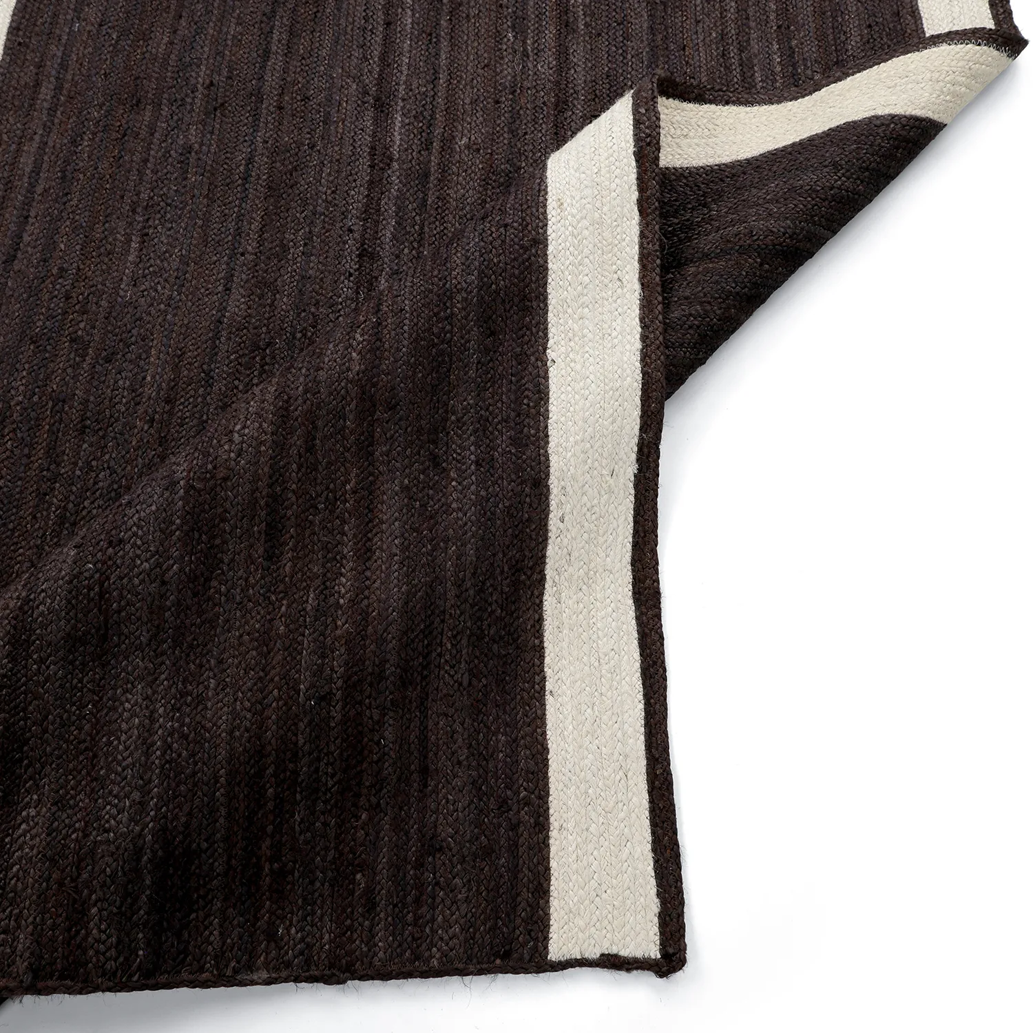 Tapis chanvre - Senaki (taupe foncé/blanc)
