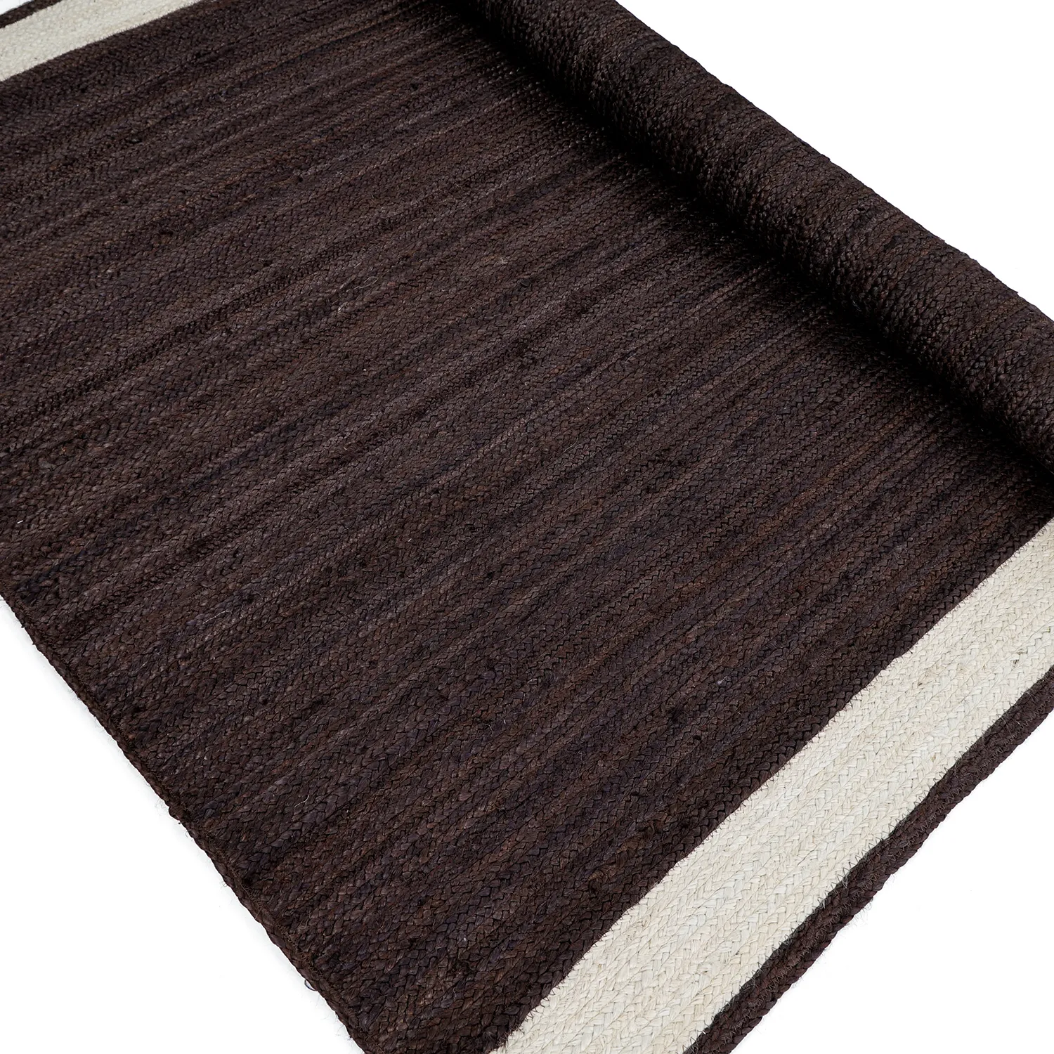 Tapis chanvre - Senaki (taupe foncé/blanc)