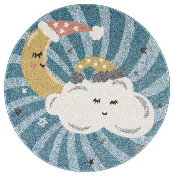 Tapis pour enfants - Night Clouds Rond (multicolore)