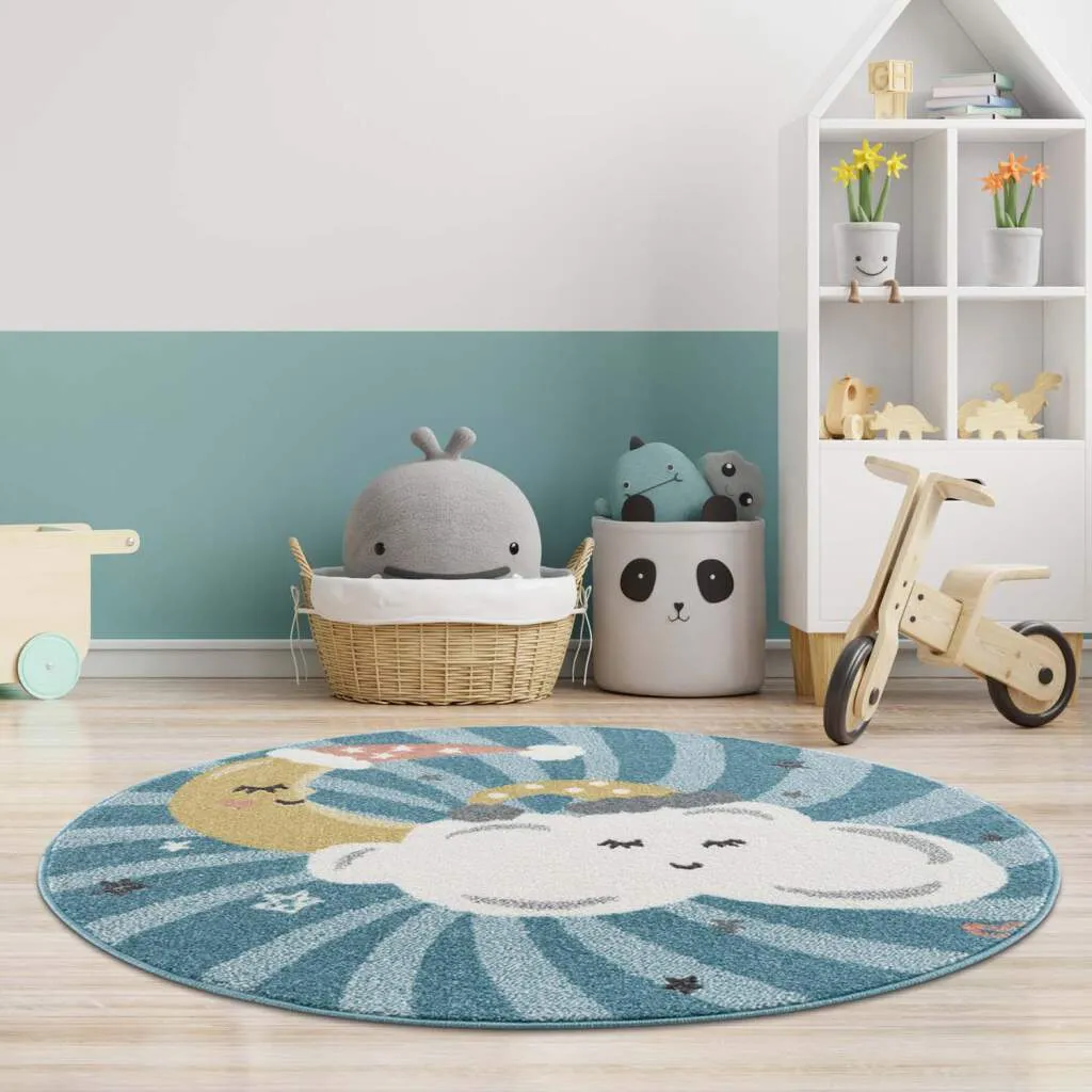 Tapis pour enfants - Night Clouds Rond (multicolore)