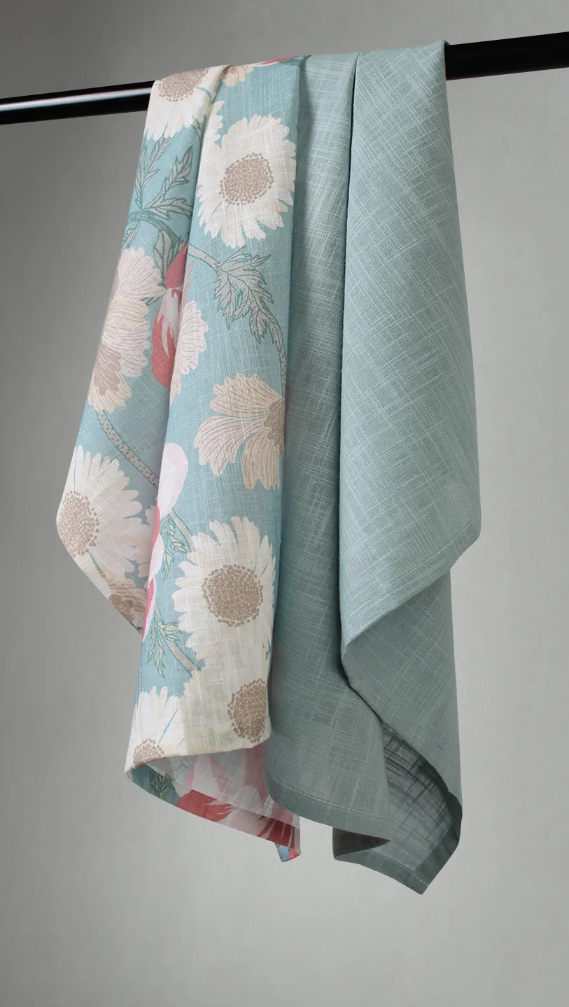 Torchon 2 unités - Serena (turquoise/rose)