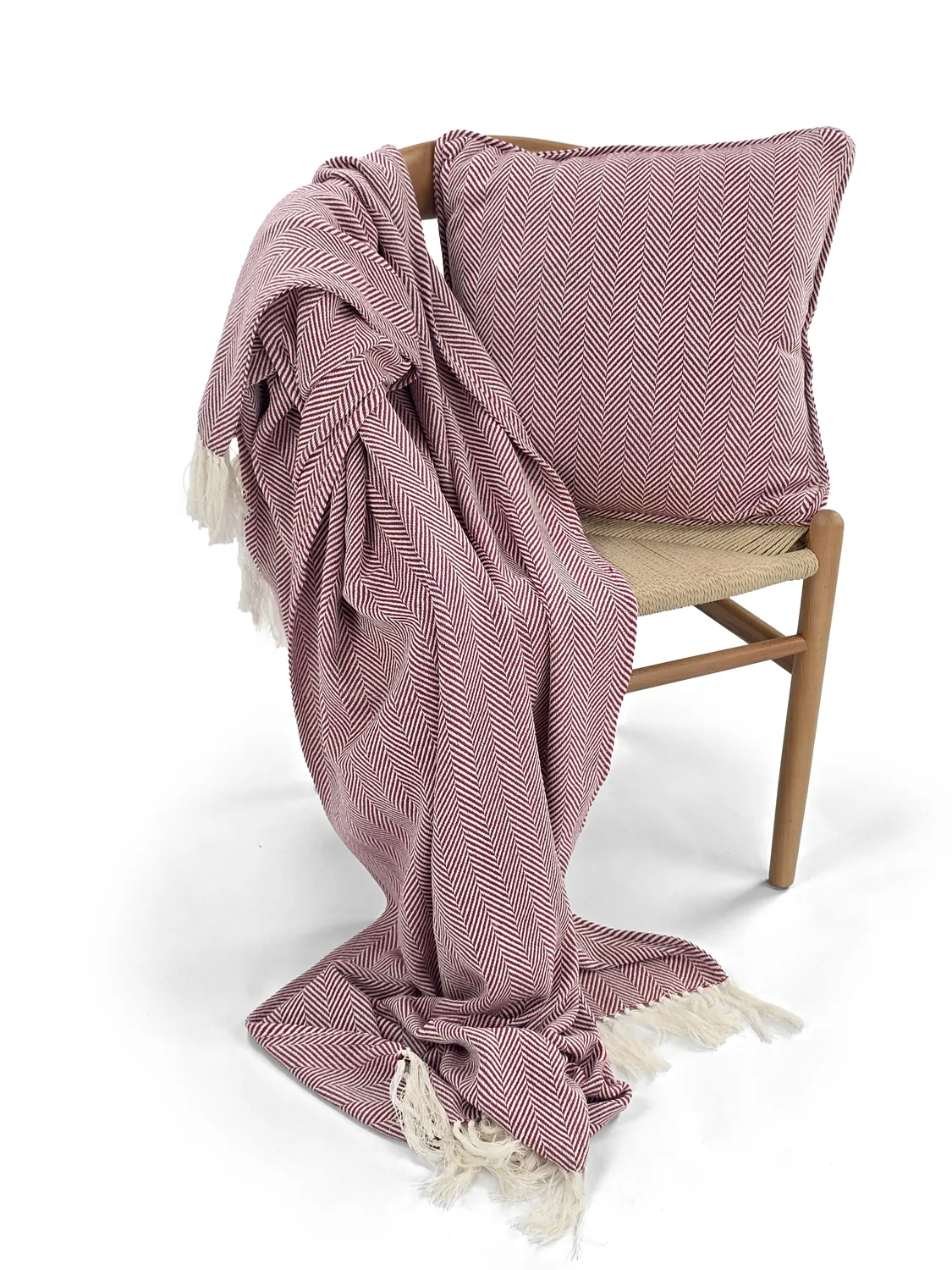 Housse de coussin - Denisa Fishbone (rouge/blanc)