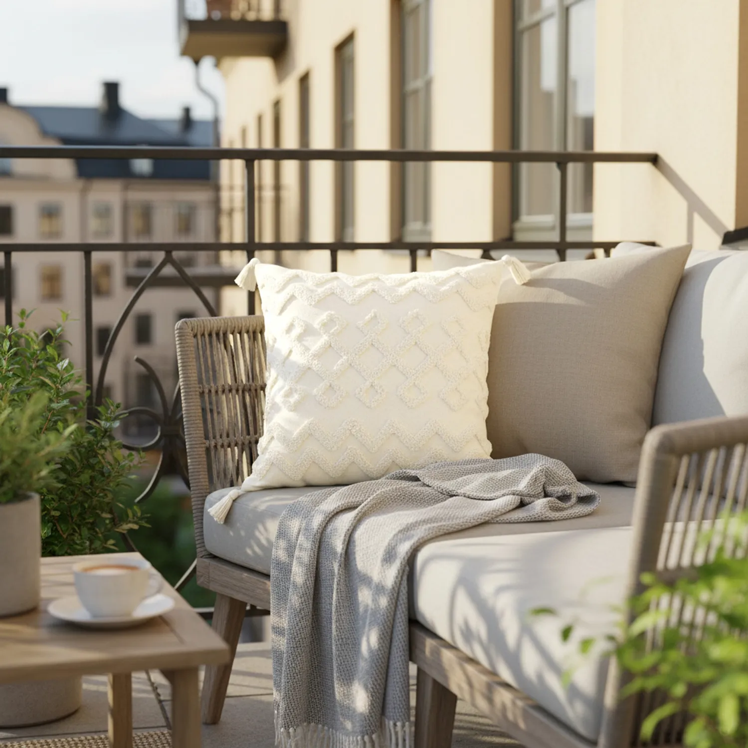 Housse de coussin - Doria (blanc cassé)
