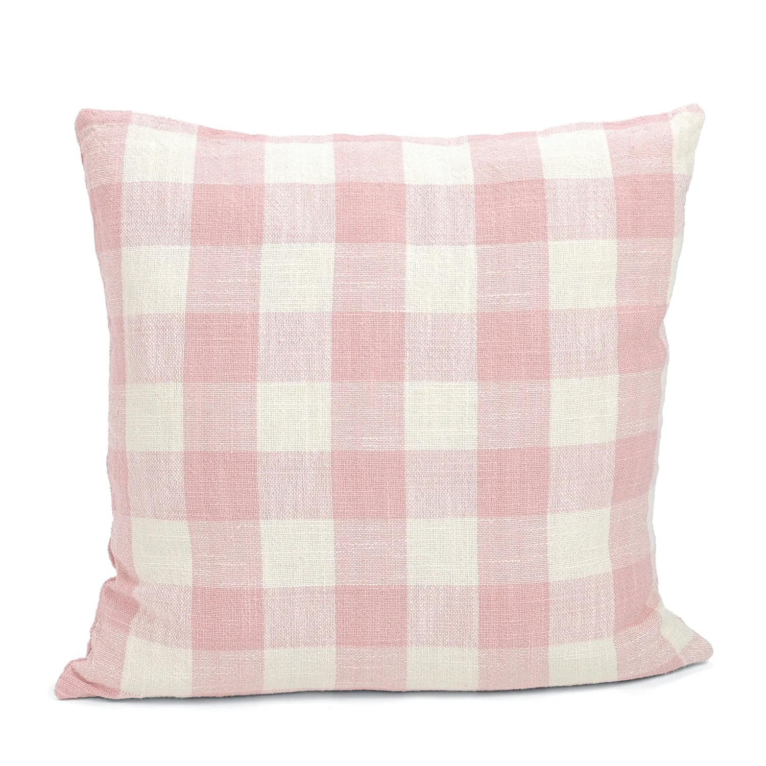 Taie d'oreiller - Isela check cotton cushion cover (crème/rose)
