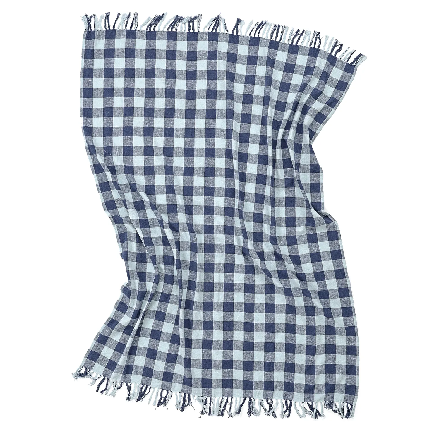 Couvertures - Isela check cotton throw (bleu marine/bleu clair)
