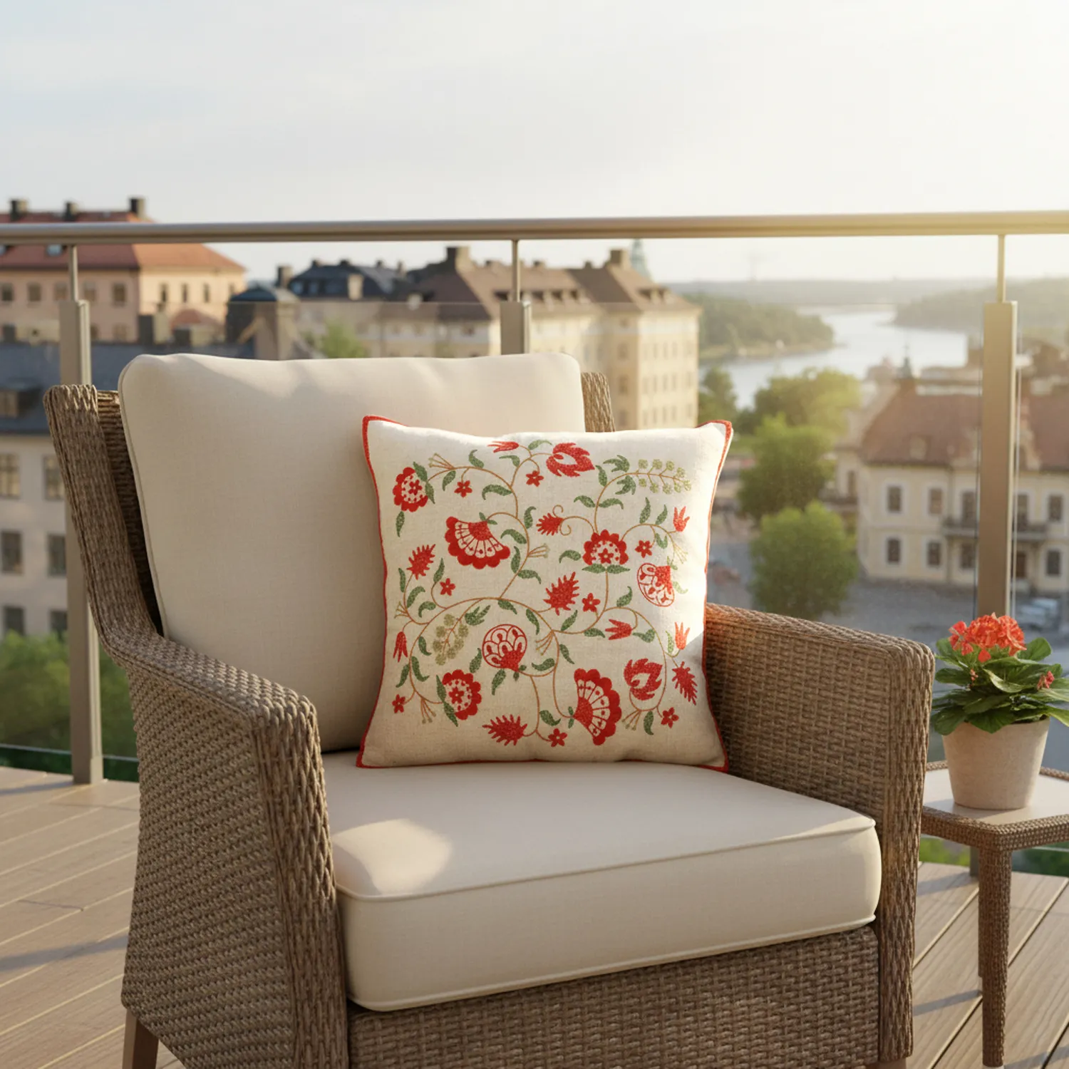 Housse de coussin - Housse de coussin brodée Kalmar (multicolore)