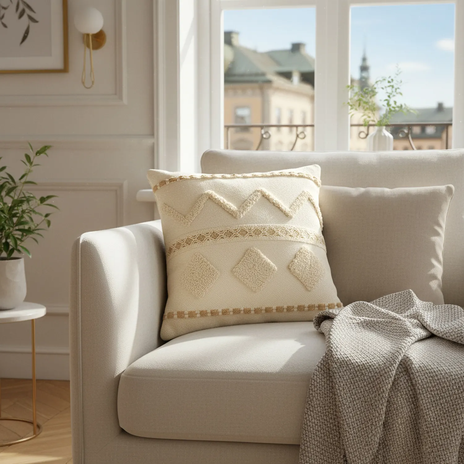 Housse de coussin - Miquelon (blanc)