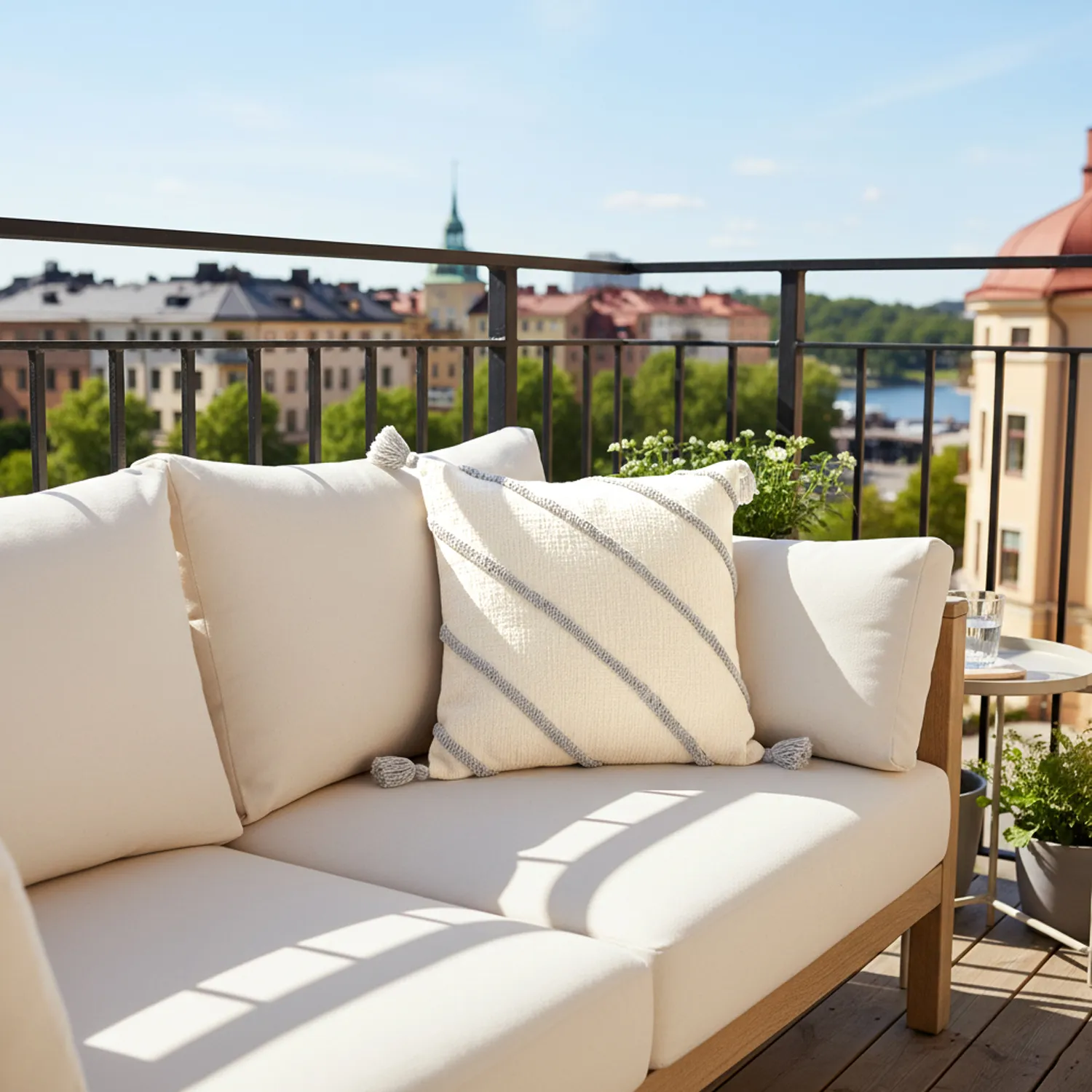 Housse de coussin - Montreux (blanc cassé/gris)