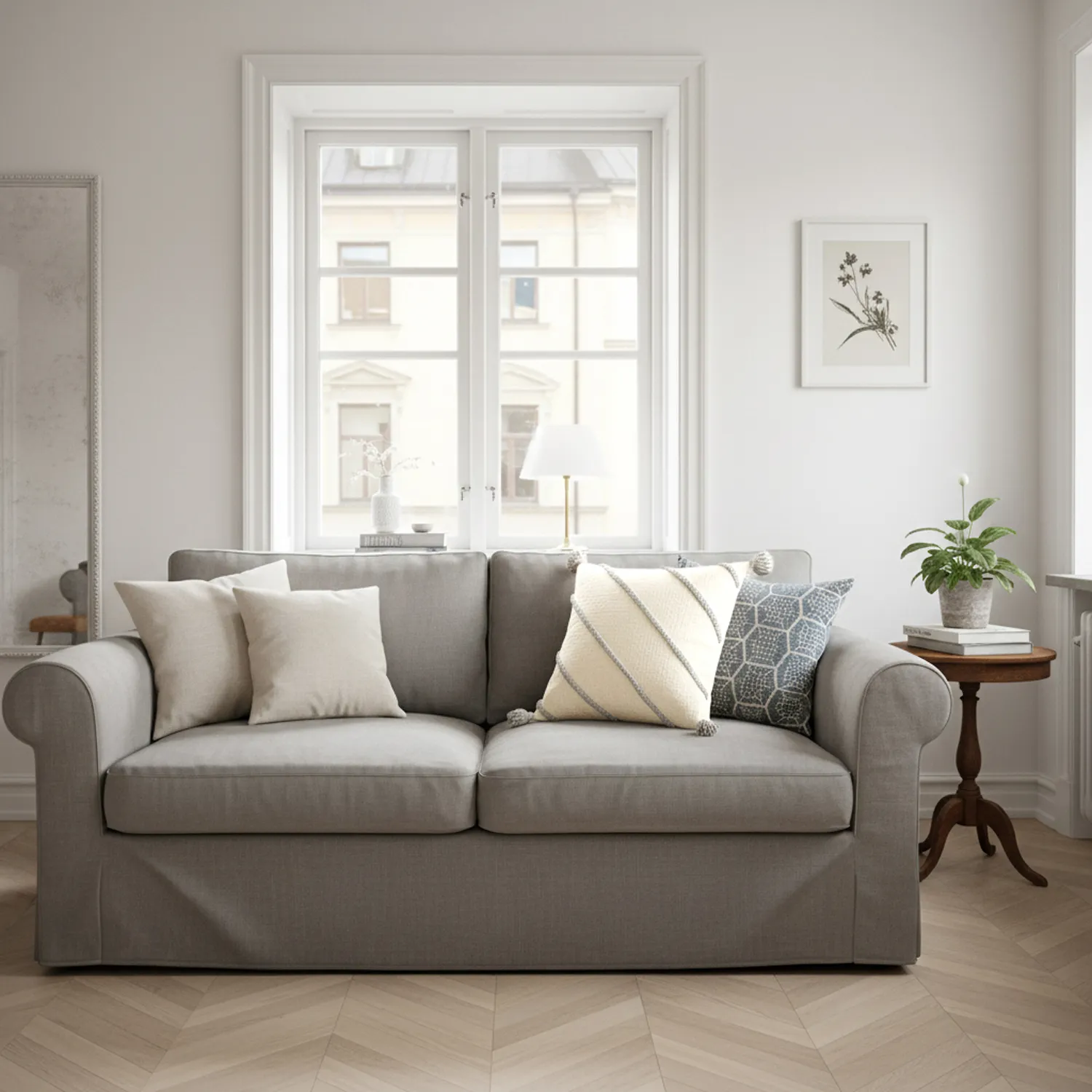 Housse de coussin - Montreux (blanc cassé/gris)