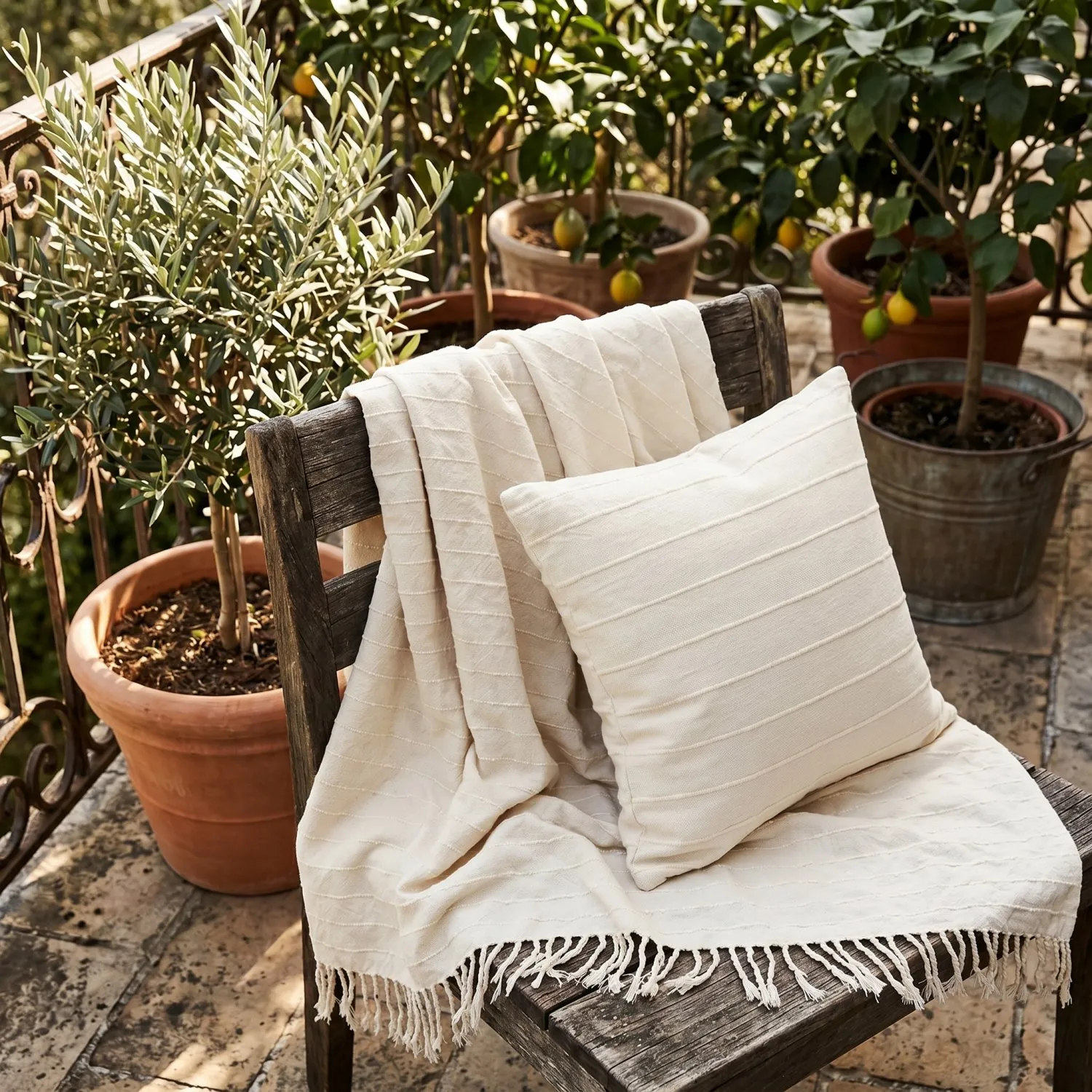 Taie d'oreiller - Nalani cotton cushion cover (crème)