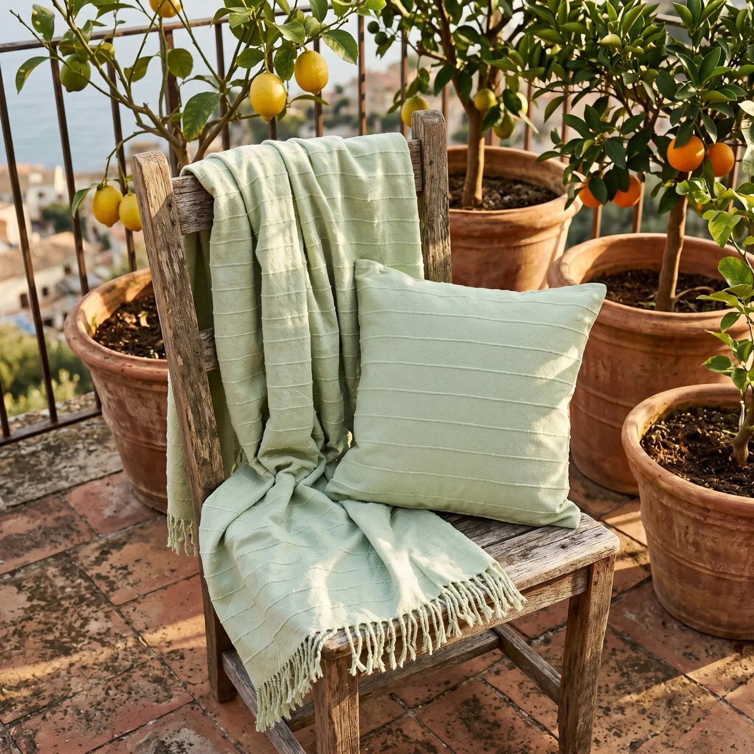 Taie d'oreiller - Nalani cotton cushion cover (vert clair)
