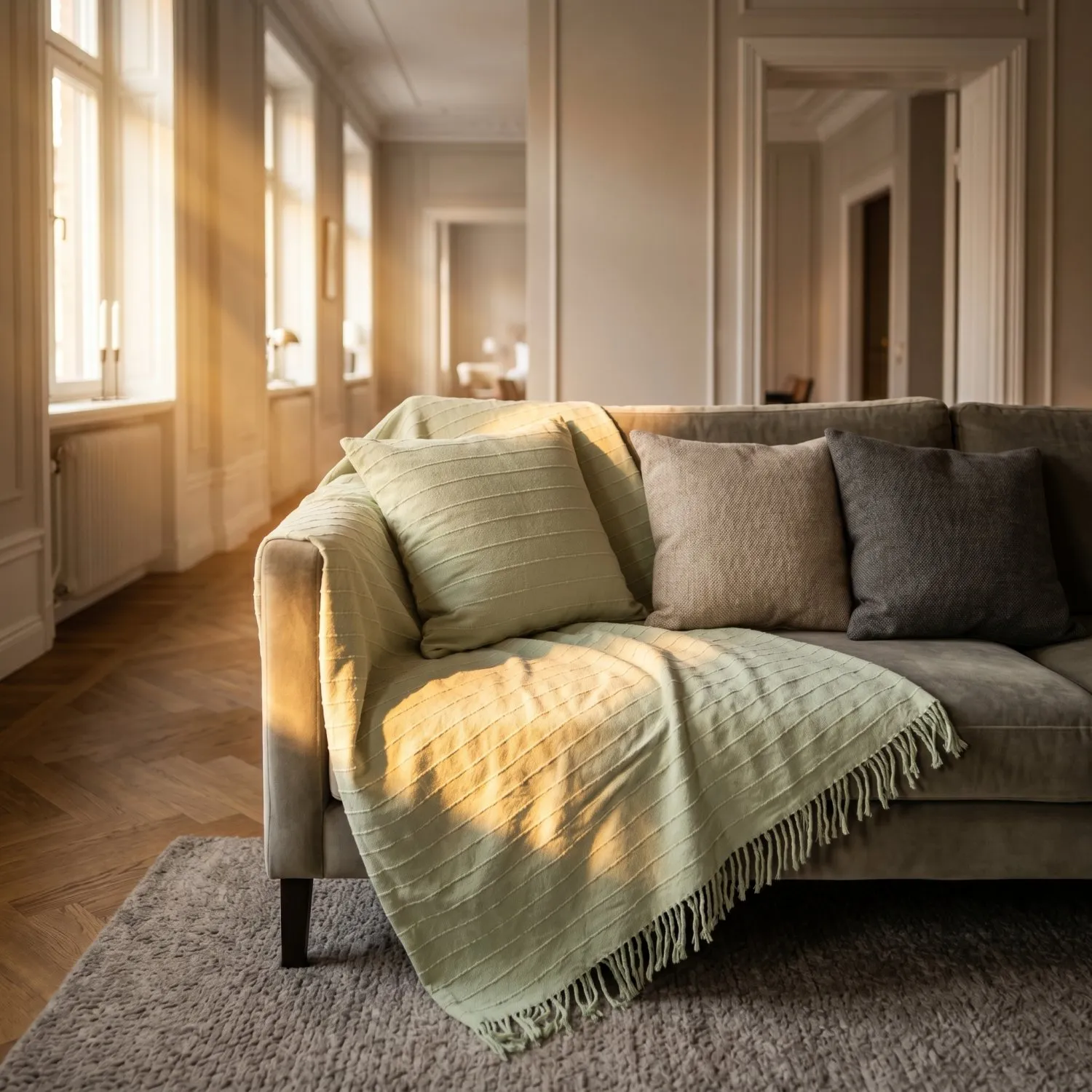 Couvertures - Nalani cotton throw (vert clair)