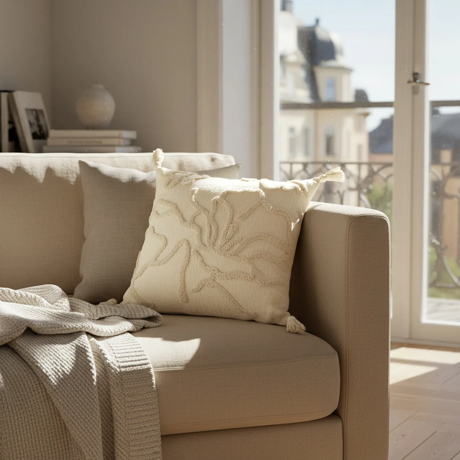 Housse de coussin - Roslyn (blanc cassé)