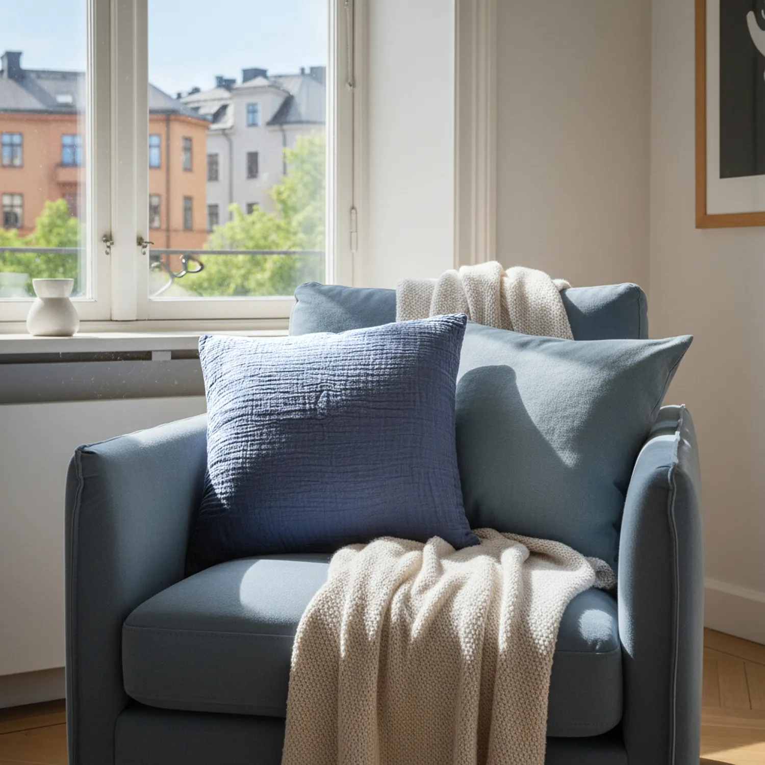 Housse de coussin - Vanja (bleu foncé)