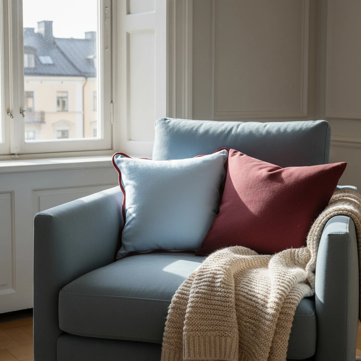 Housse de coussin - Yrsa (bleu)