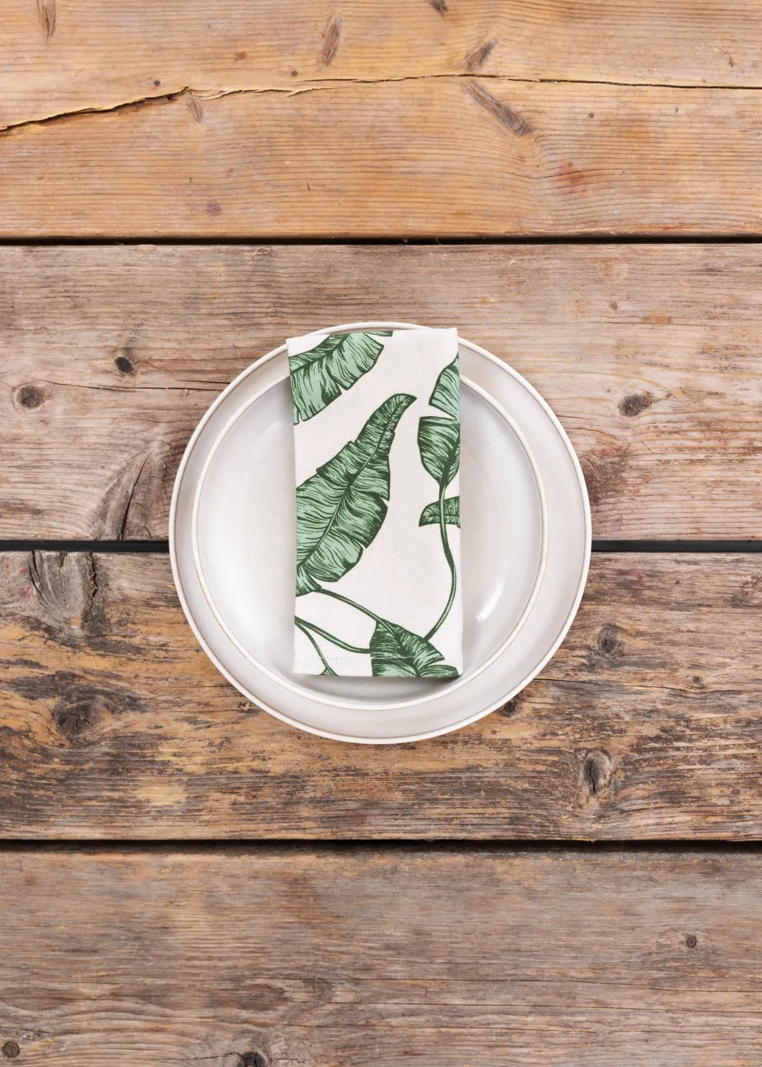 Serviettes de table en tissu - lot de 4 Leaves (vert)