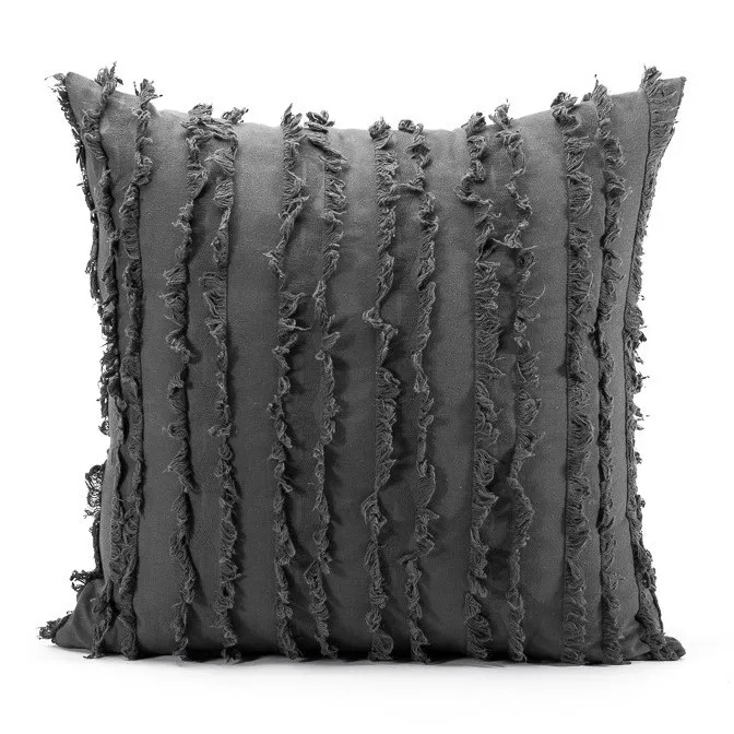 Housse de coussin - Boho Linen 45 x 45 cm (gris)
