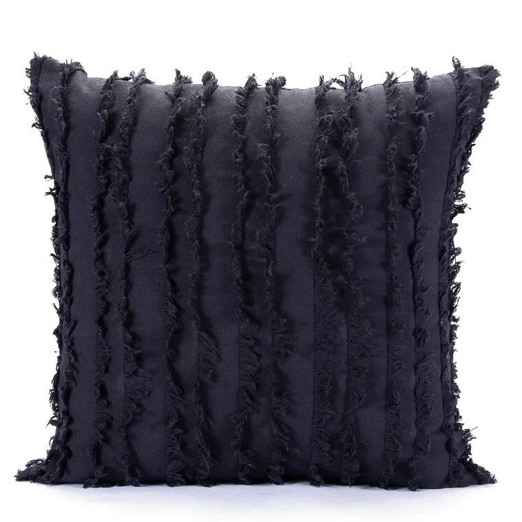 Housse de coussin - Boho Linen 45 x 45 cm (bleu foncé)