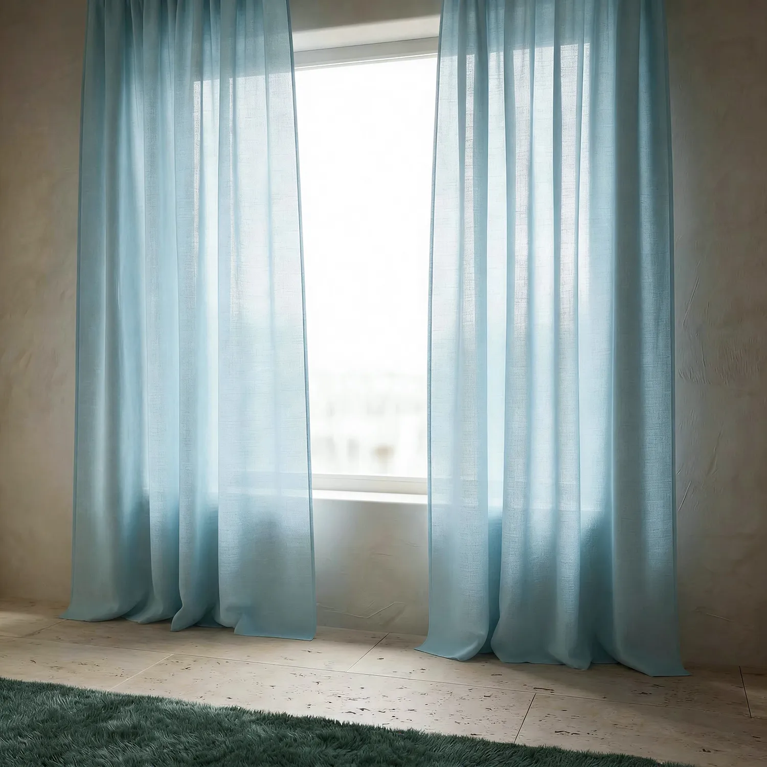 Rideaux Lot de 2 - Rideau mélange lin Lumira (bleu clair)