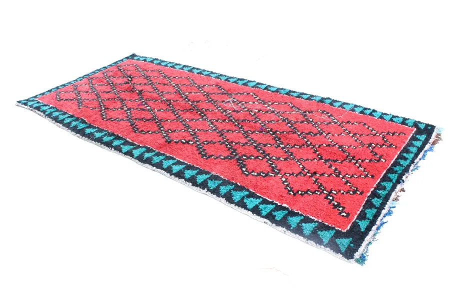 Tapis berbère marocain Boucherouite 370 x 170 cm