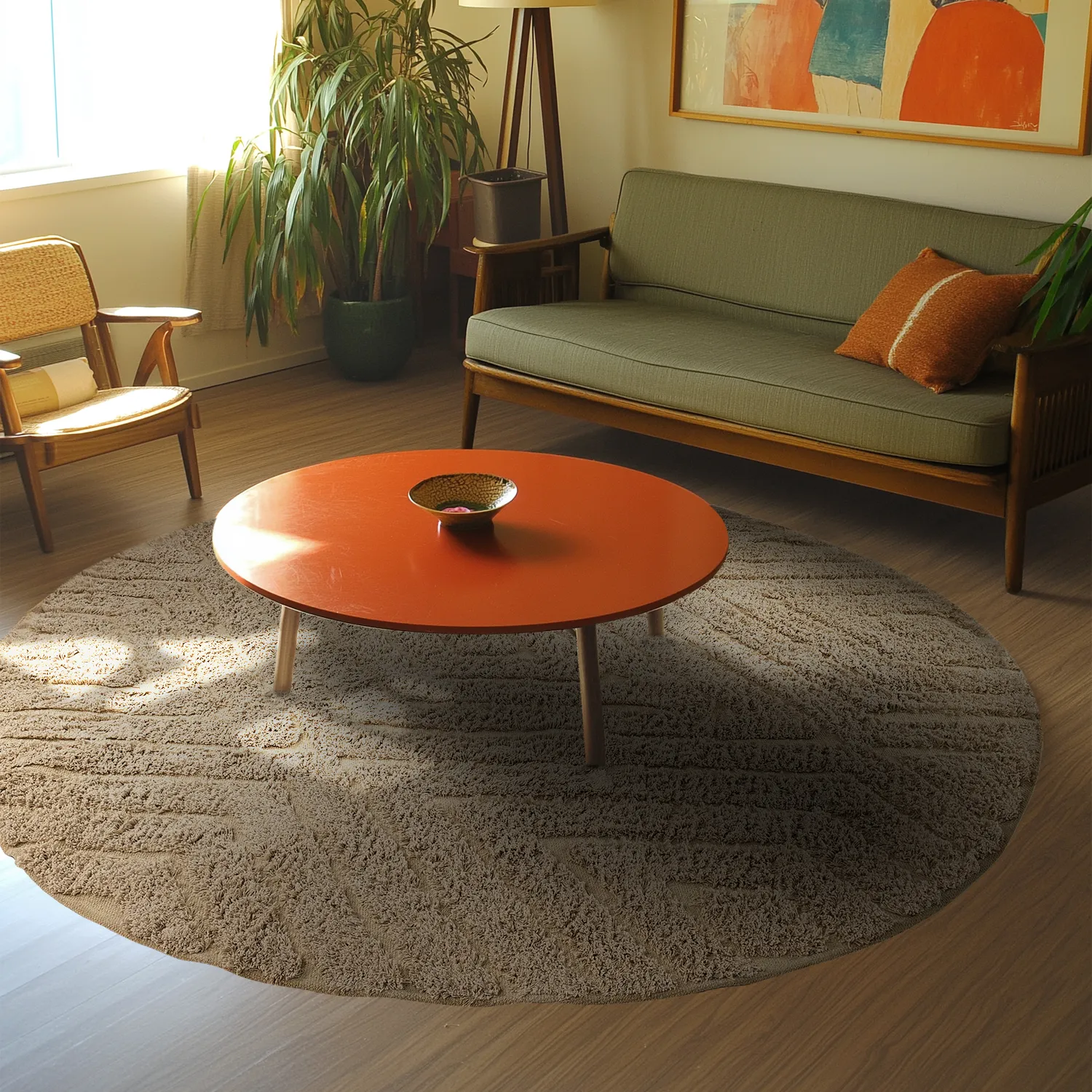 Tapis rond - Amberley Natural Cotton Shaggy (beige)