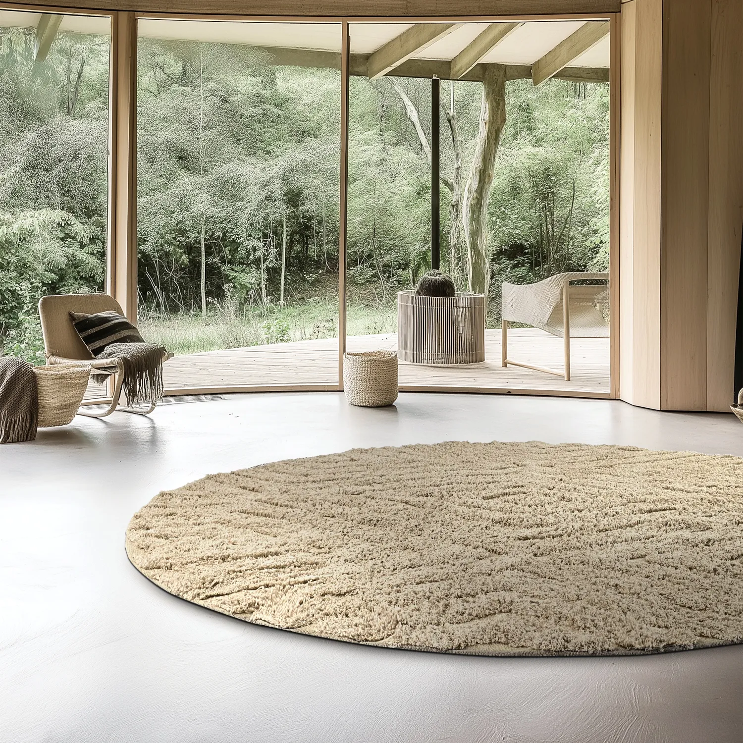 Tapis rond - Amberley Natural Cotton Shaggy (beige)