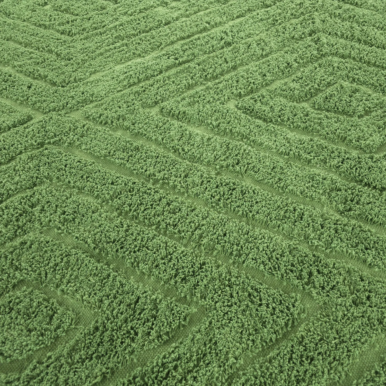 Tapis à poils longs - Amberley Natural Cotton Shaggy (vert)