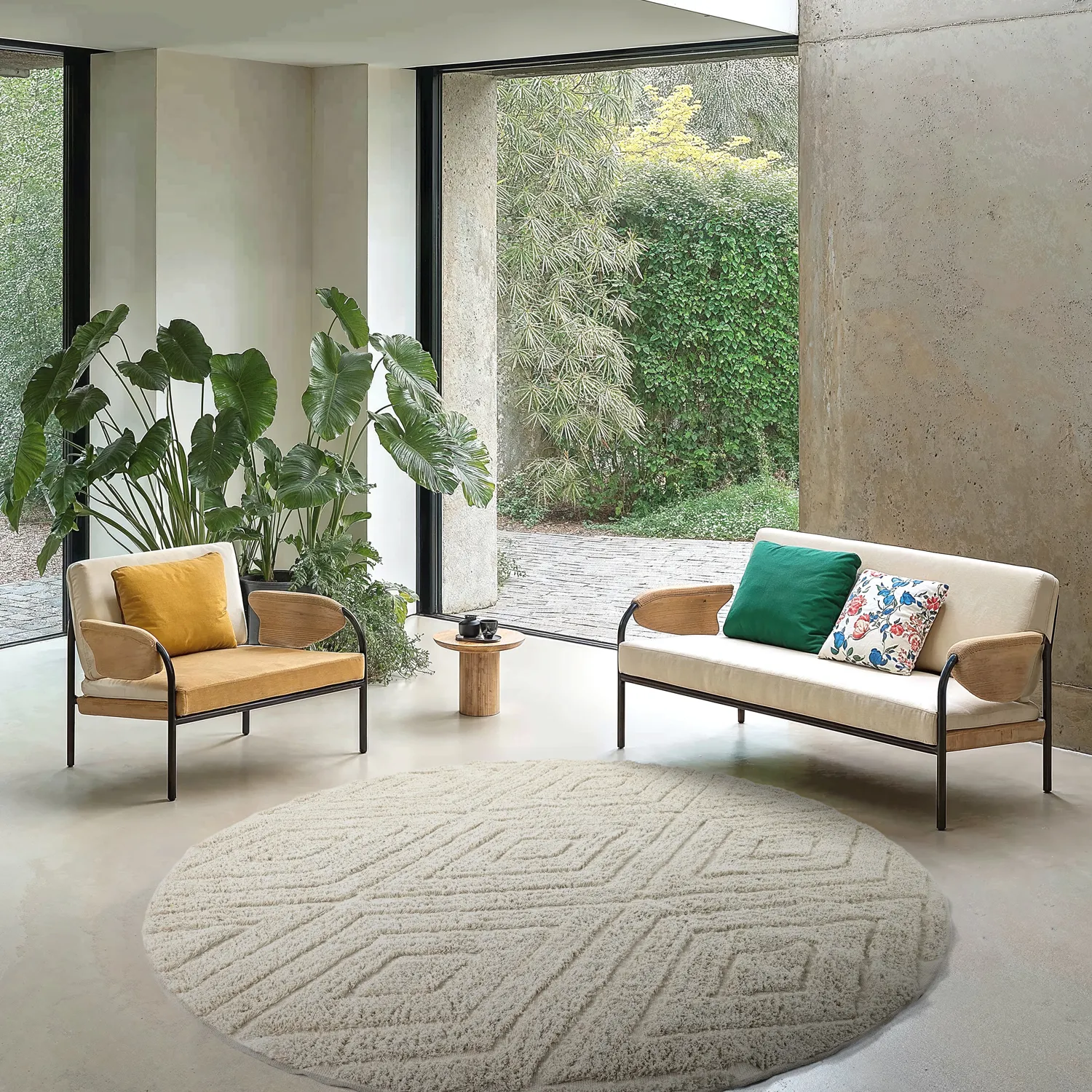Tapis rond - Amberley Natural Cotton Shaggy (umazano bela)