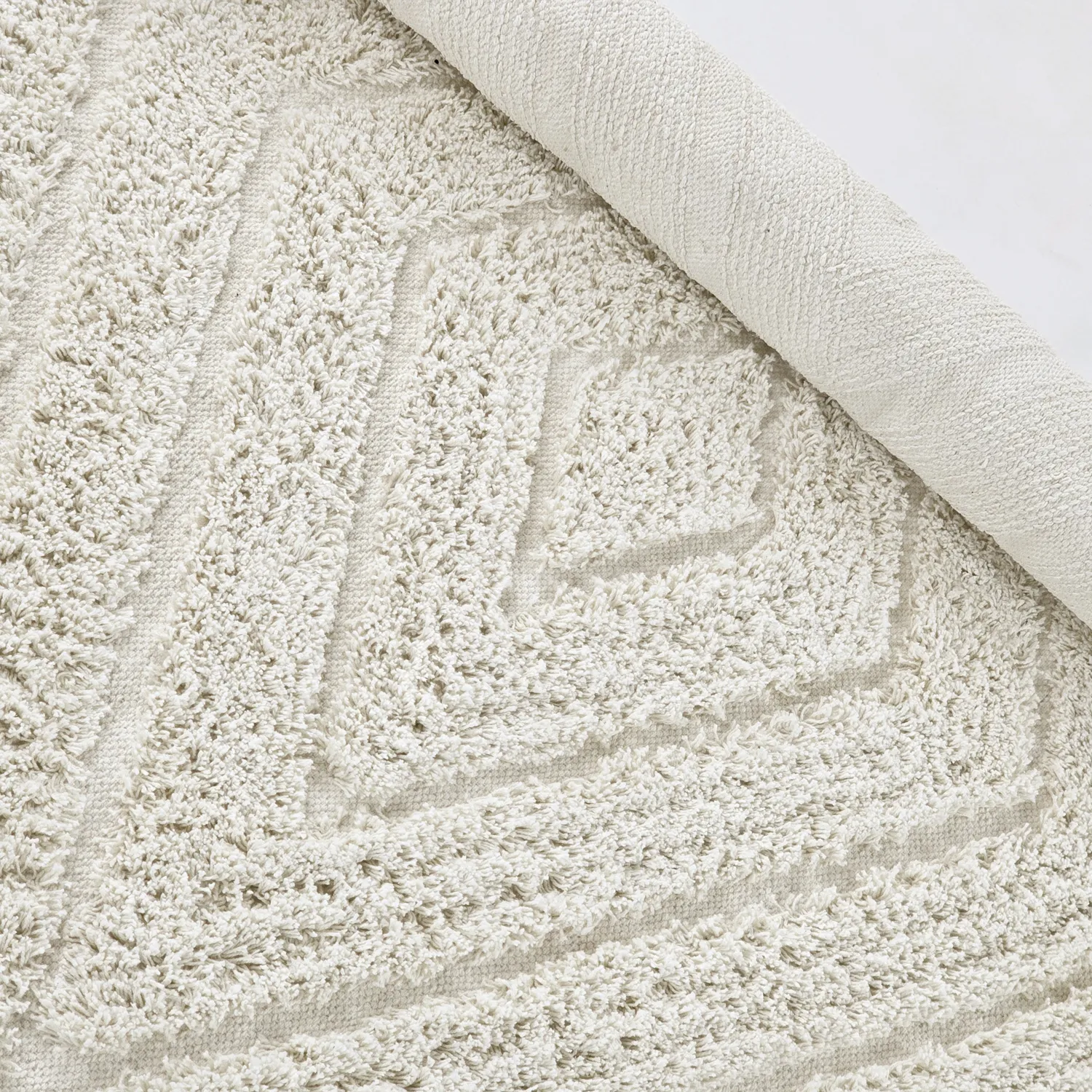 Tapis rond - Amberley Natural Cotton Shaggy (umazano bela)