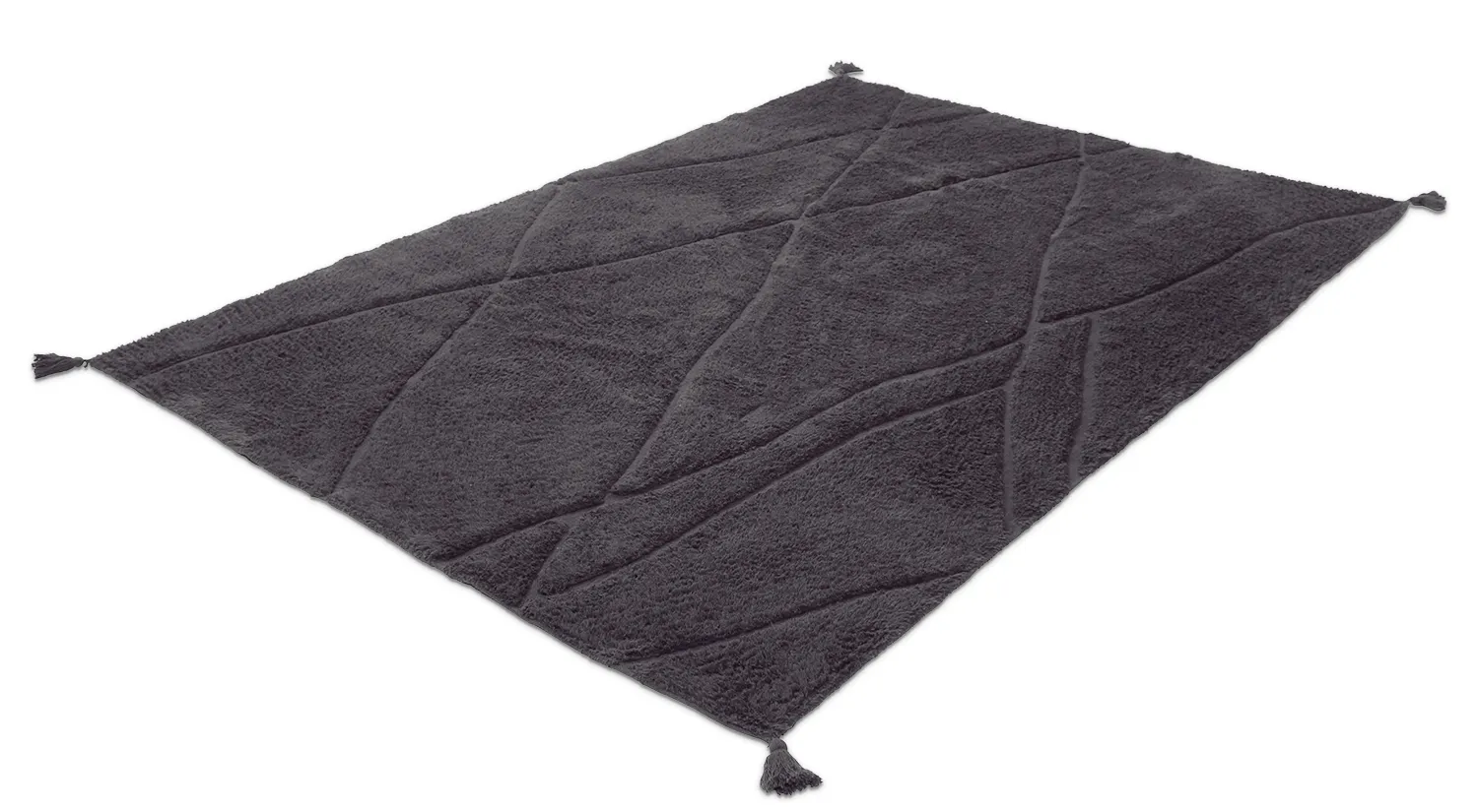 Tapis shaggy - Andrea Natural Cotton Shaggy (noir)