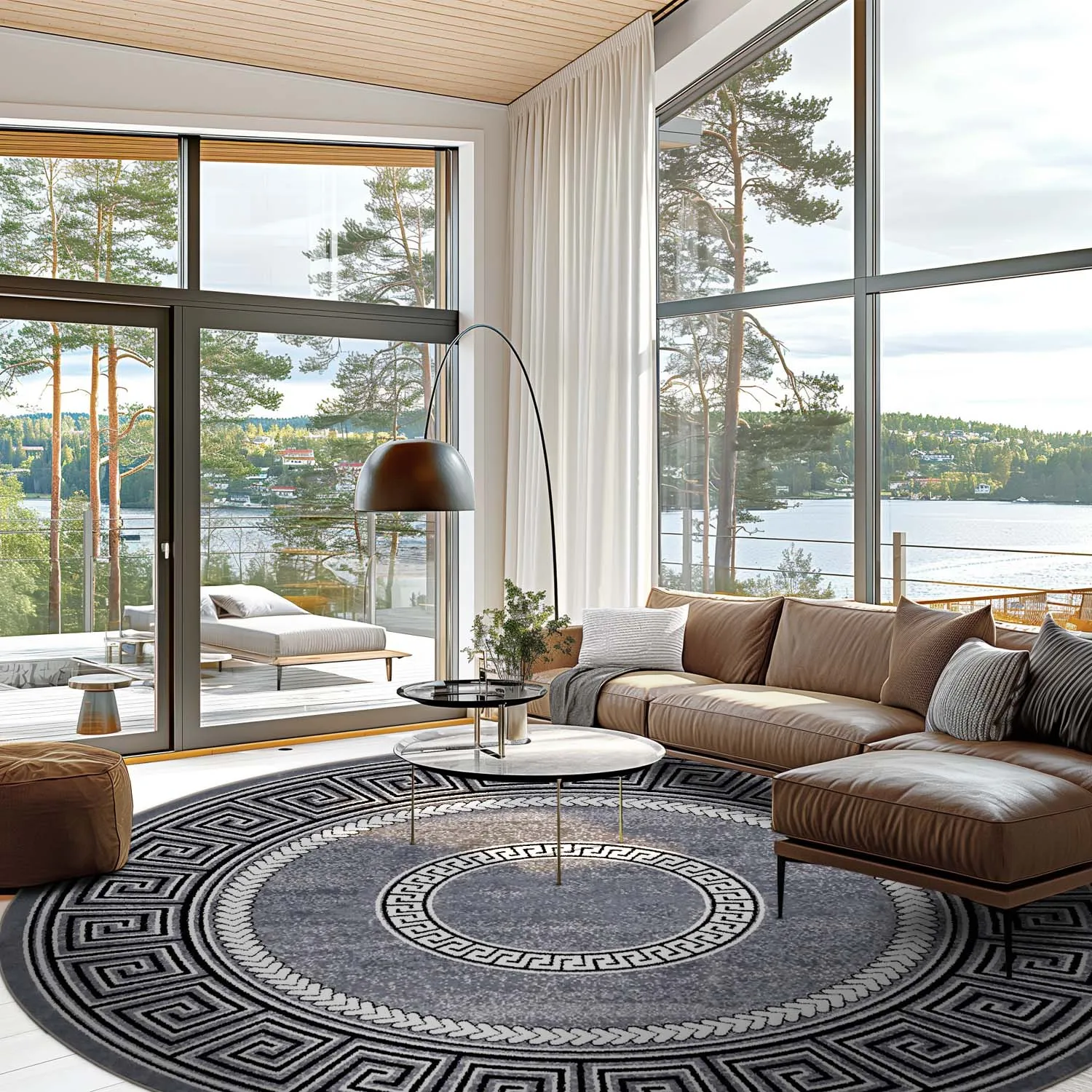 Tapis rond - Ankara Versace (gris)