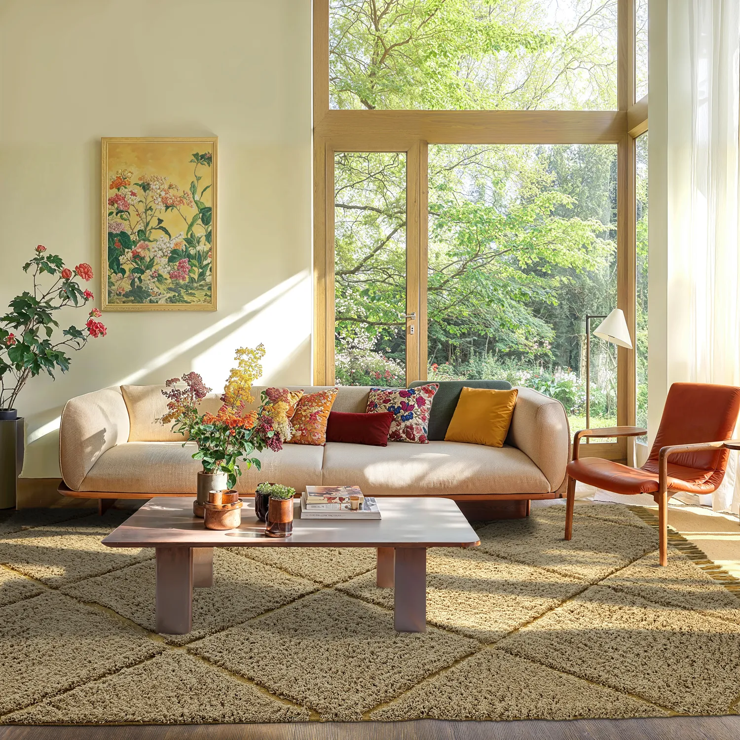 Tapis à poils longs - Bellevue Natural Cotton Shaggy (beige/marron)