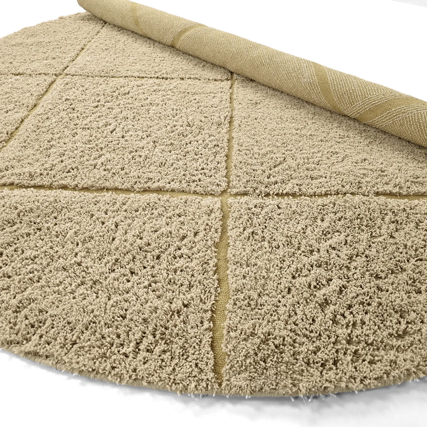 Tapis rond - Bellevue Natural Cotton Shaggy (beige/marron)