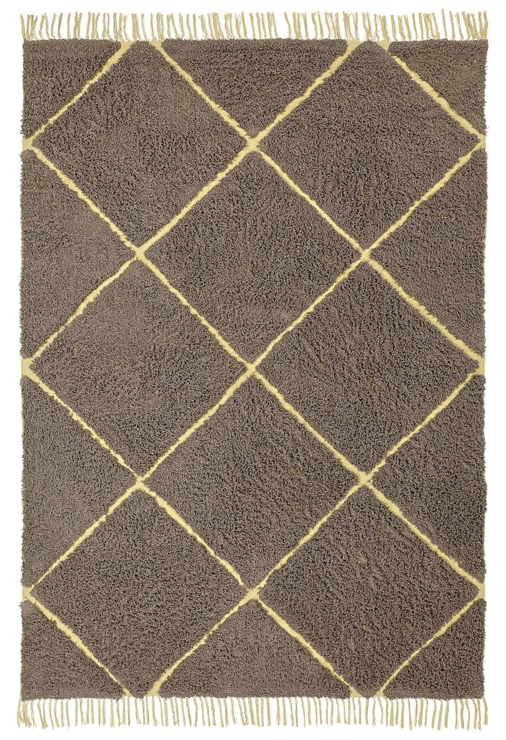 Tapis à poils longs - Bellevue Natural Cotton Shaggy (marron/jaune)