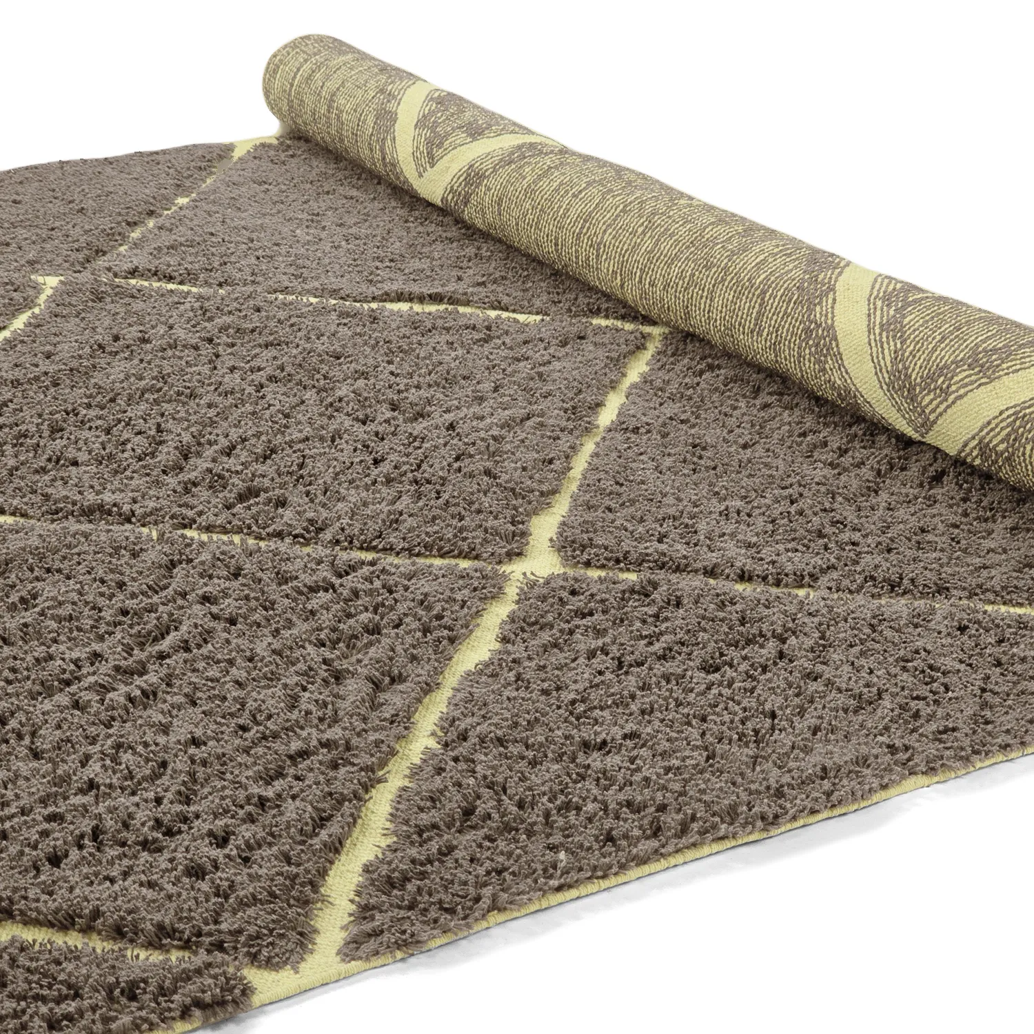 Tapis à poils longs - Bellevue Natural Cotton Shaggy (marron/jaune)