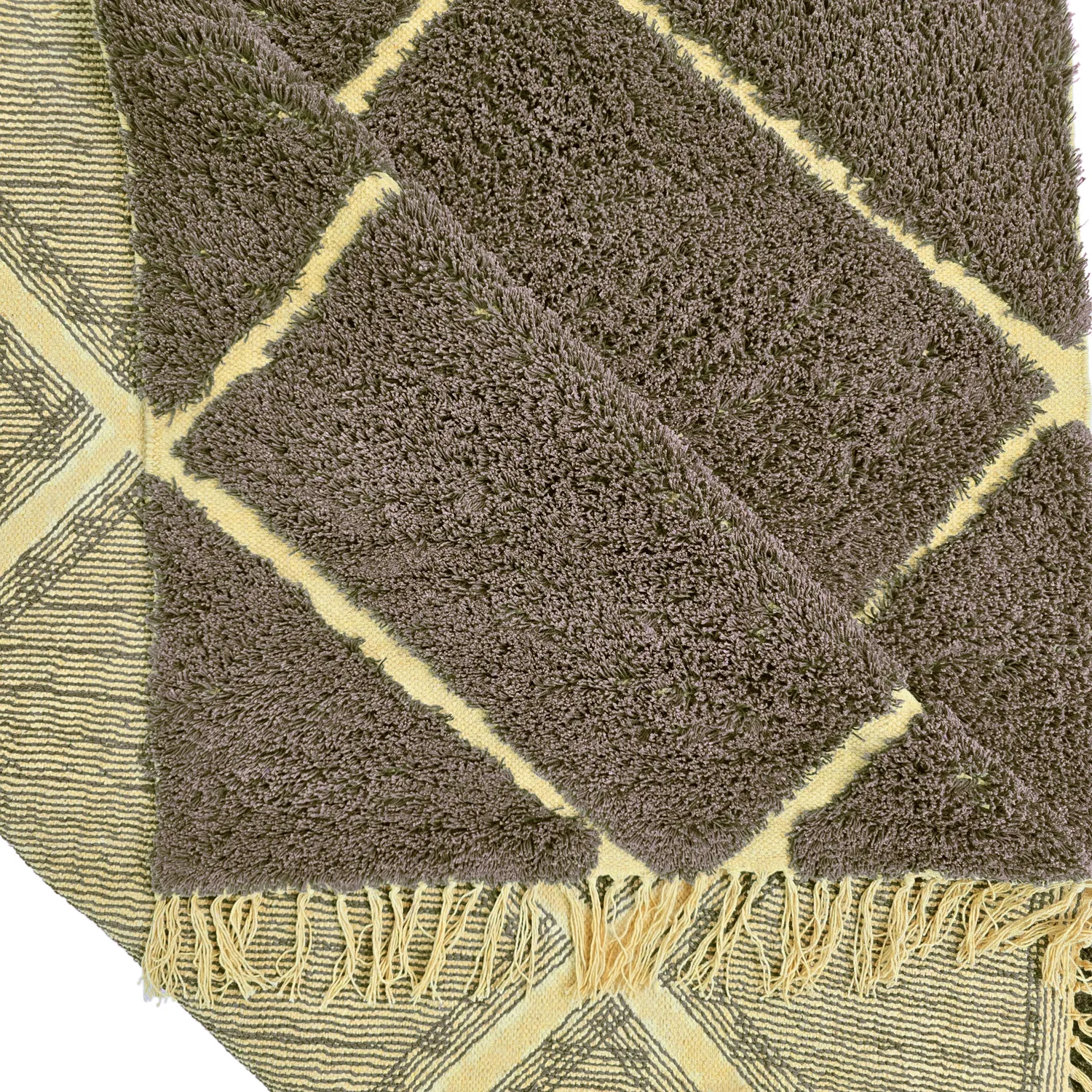 Tapis à poils longs - Bellevue Natural Cotton Shaggy (marron/jaune)
