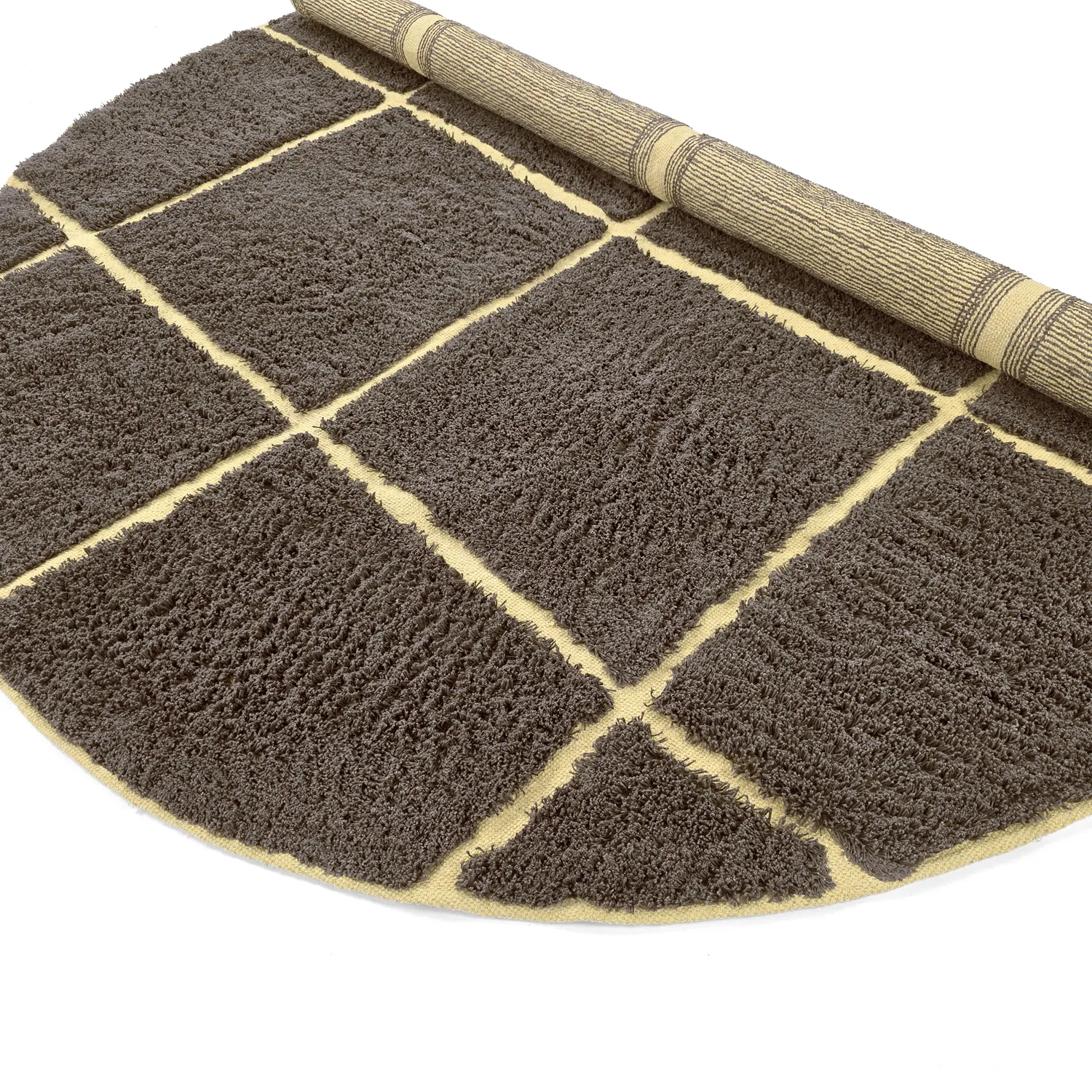 Tapis rond - Bellevue Natural Cotton Shaggy (marron/jaune)