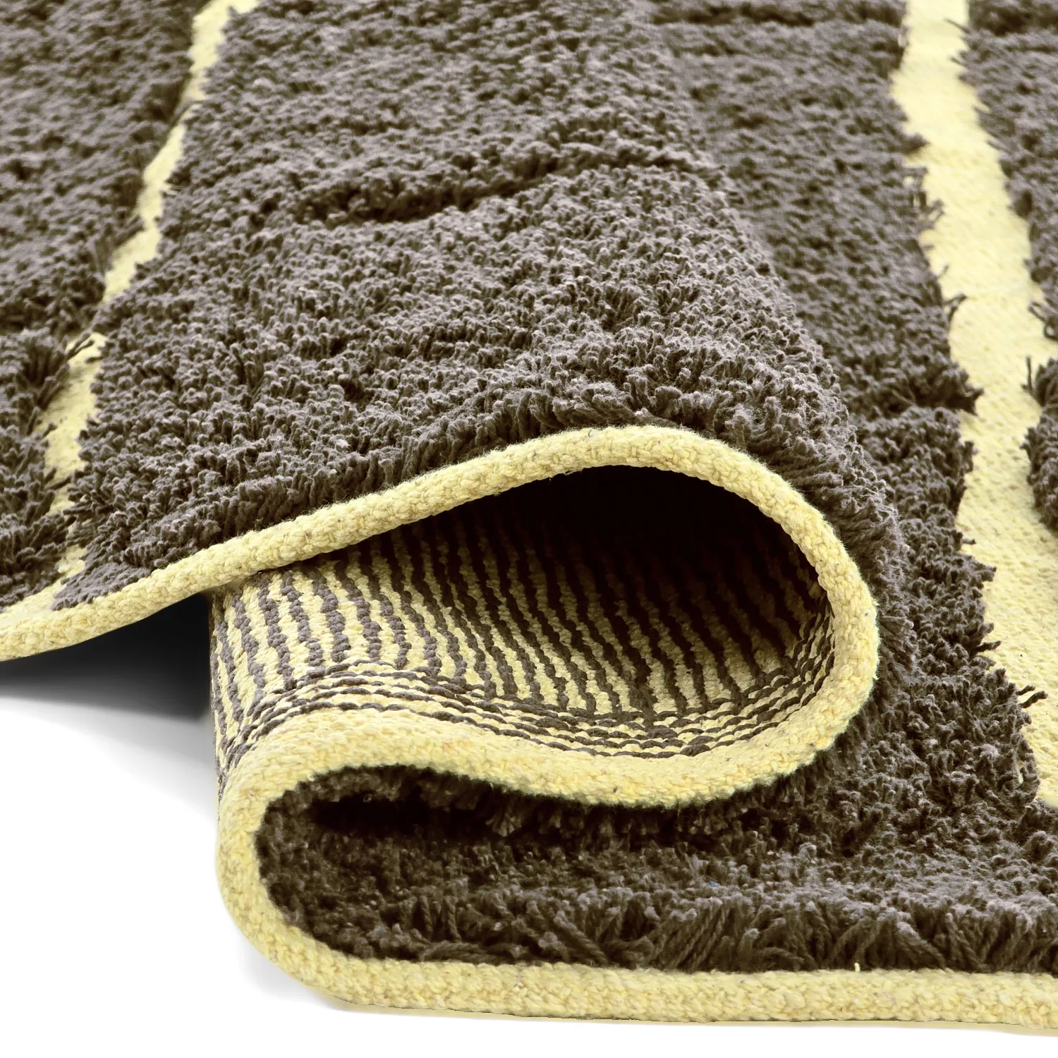 Tapis rond - Bellevue Natural Cotton Shaggy (marron/jaune)