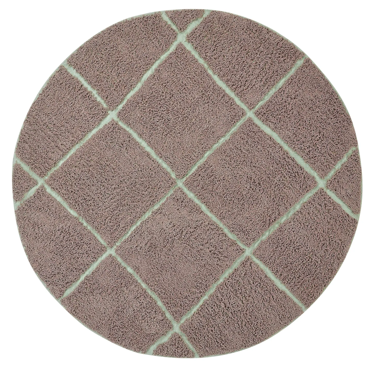 Tapis rond - Bellevue Natural Cotton Shaggy (taupe/vert)