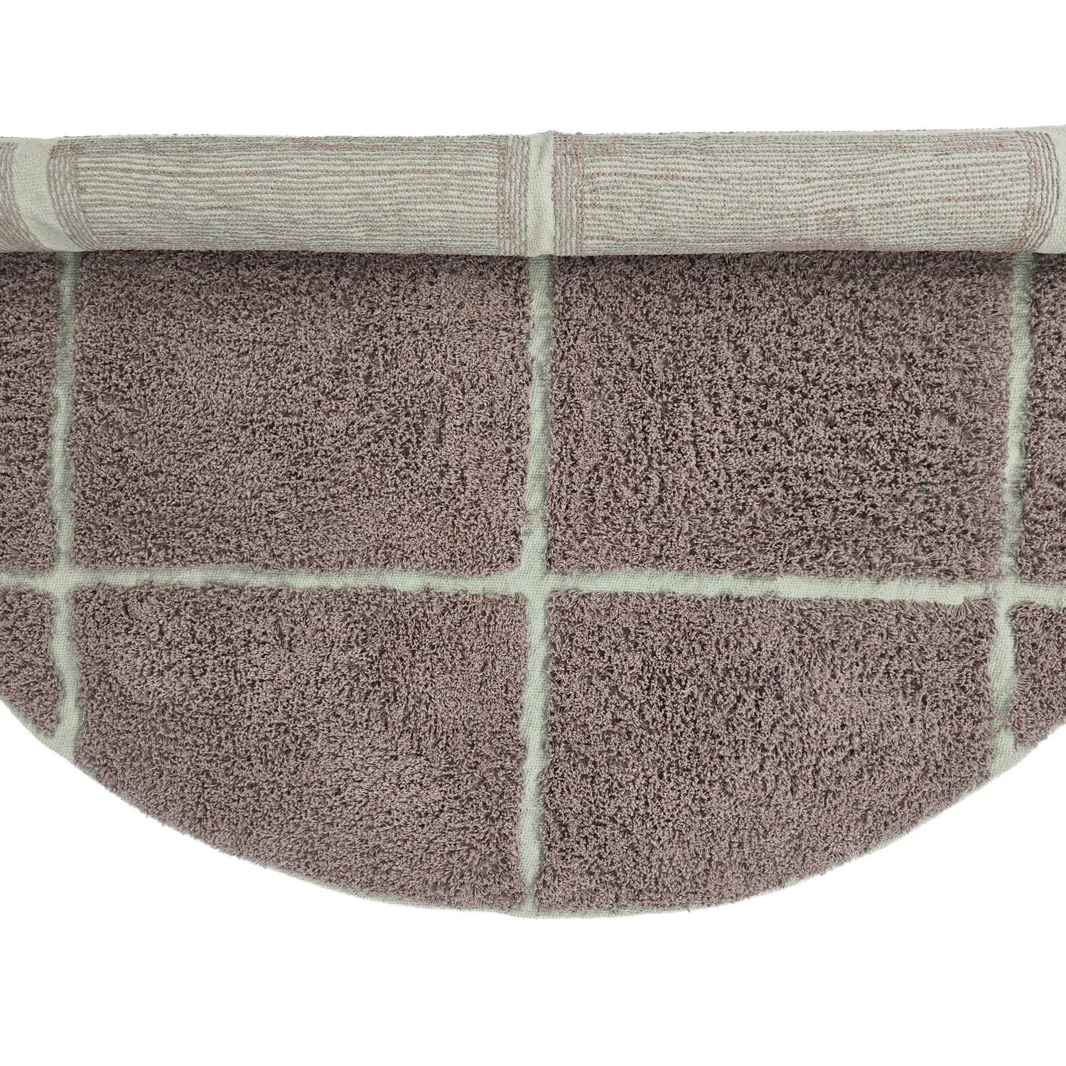 Tapis rond - Bellevue Natural Cotton Shaggy (taupe/vert)