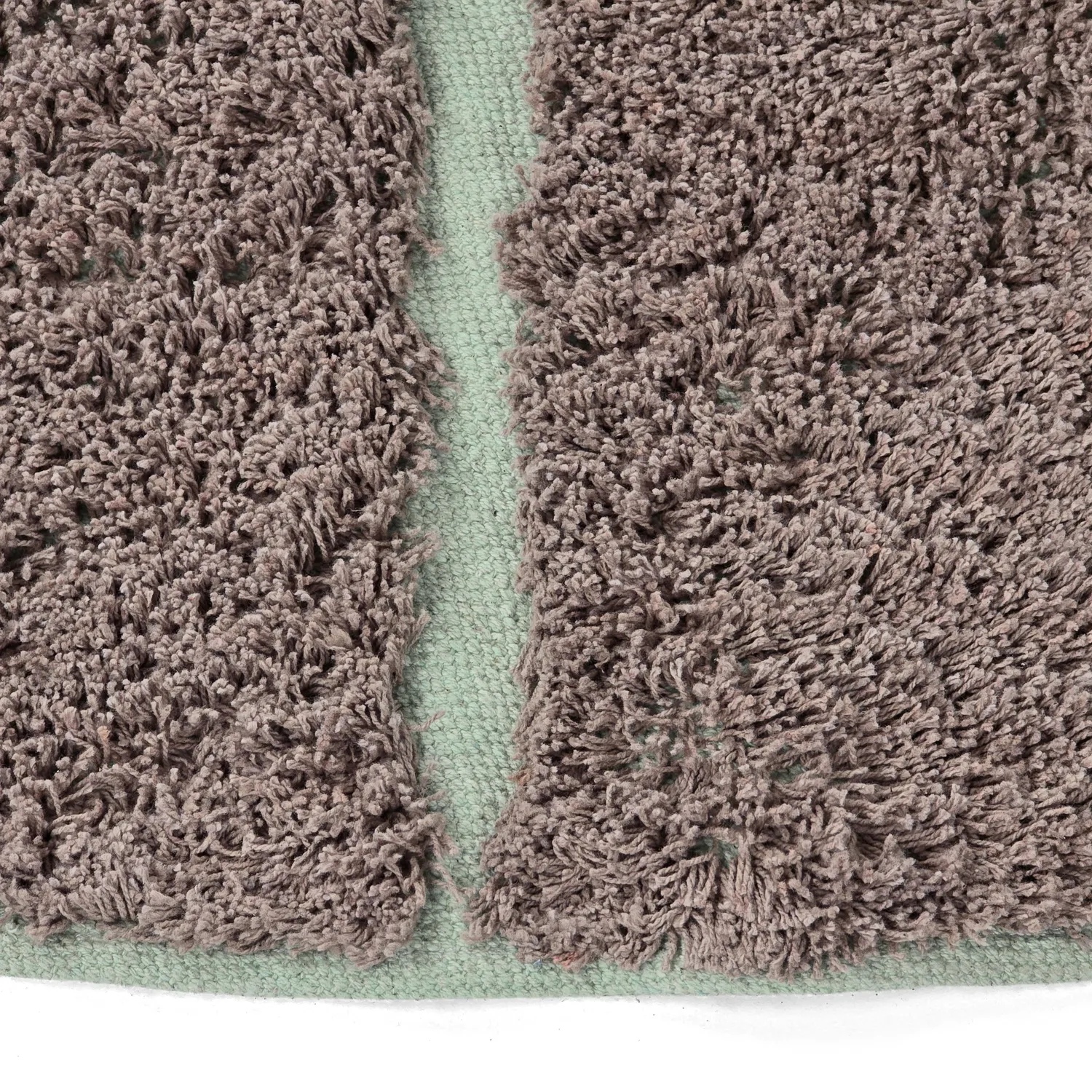 Tapis rond - Bellevue Natural Cotton Shaggy (taupe/vert)