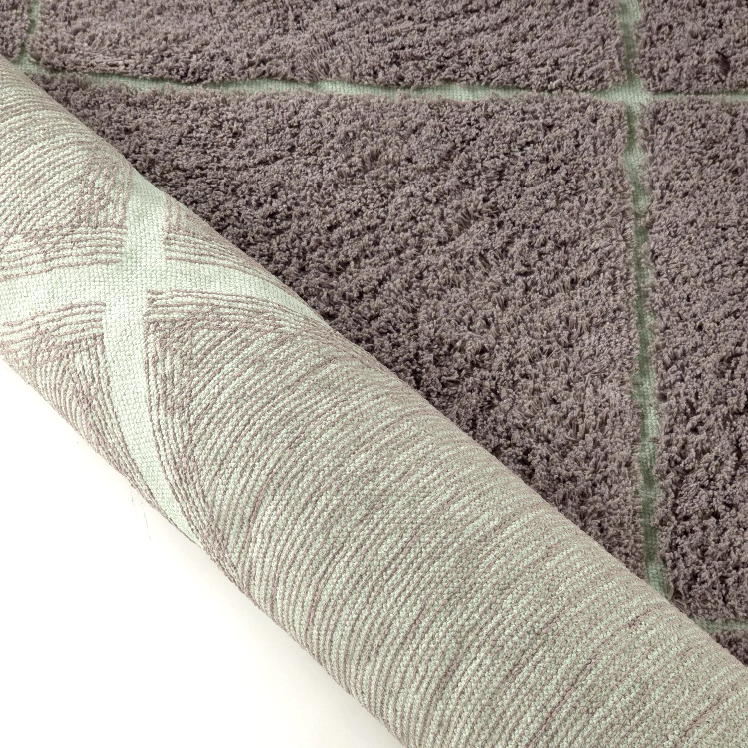 Tapis à poils longs - Bellevue Natural Cotton Shaggy (taupe/vert)