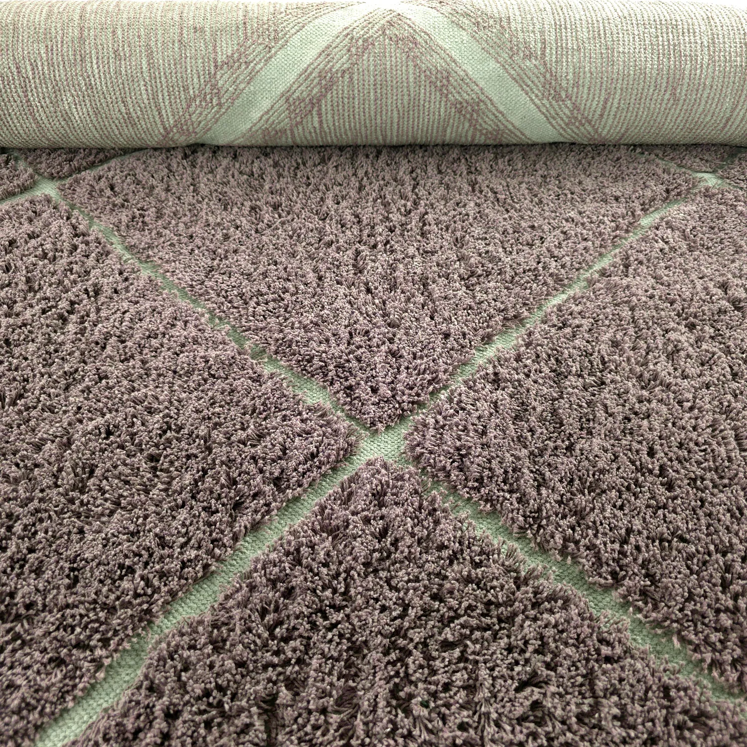 Tapis à poils longs - Bellevue Natural Cotton Shaggy (taupe/vert)