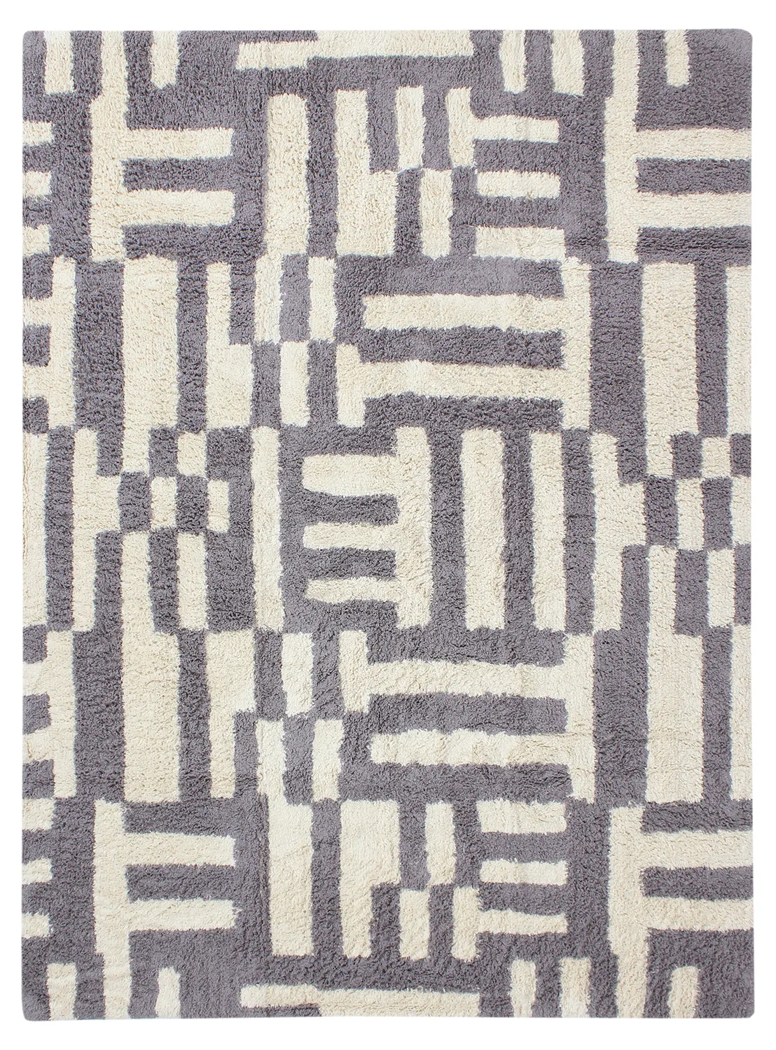Tapis shaggy - Bergamo Natural Cotton Shaggy (gris/blanc)