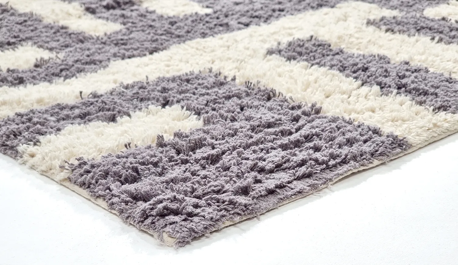 Tapis shaggy - Bergamo Natural Cotton Shaggy (gris/blanc)