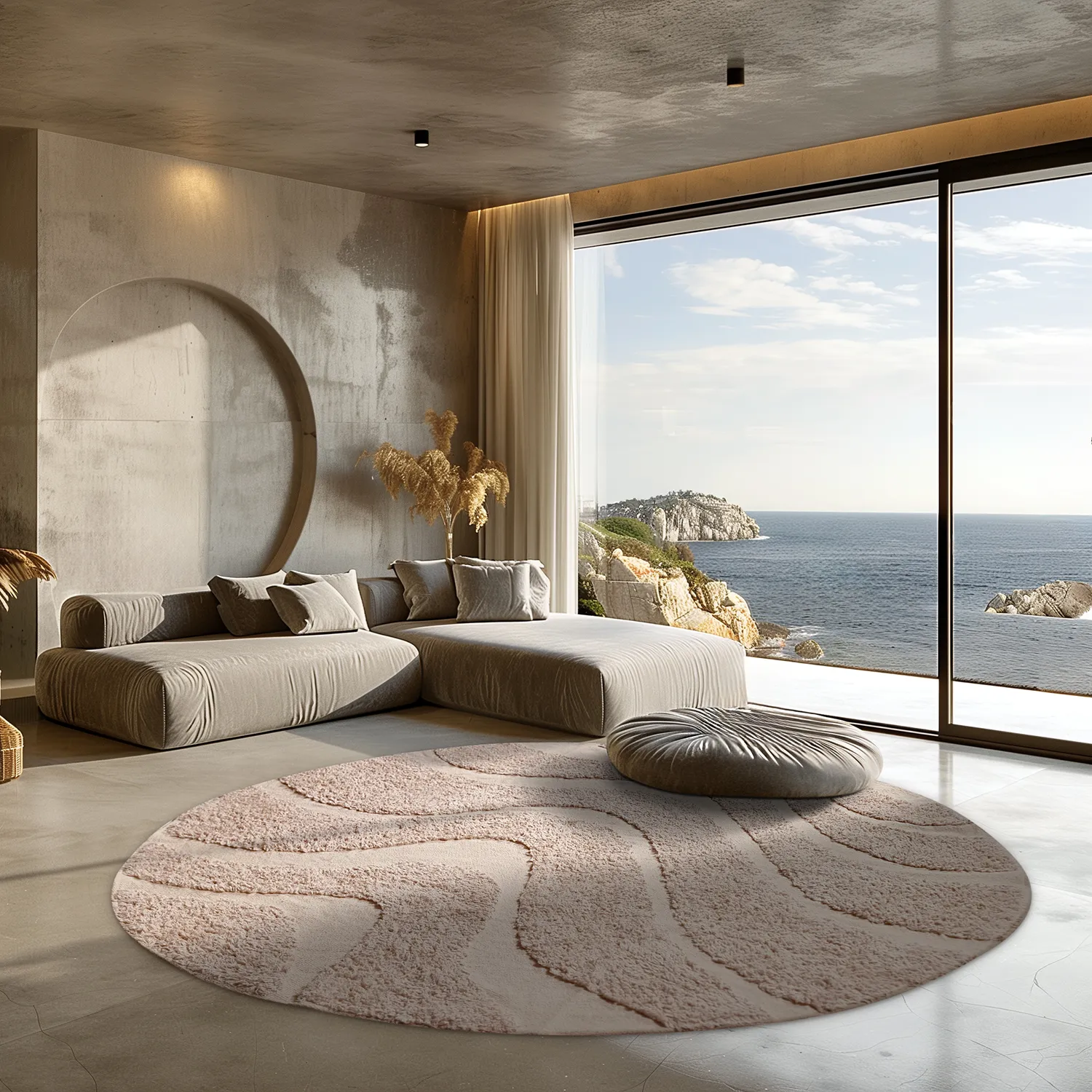 Tapis rond - Bonnie Natural Cotton Shaggy (beige)