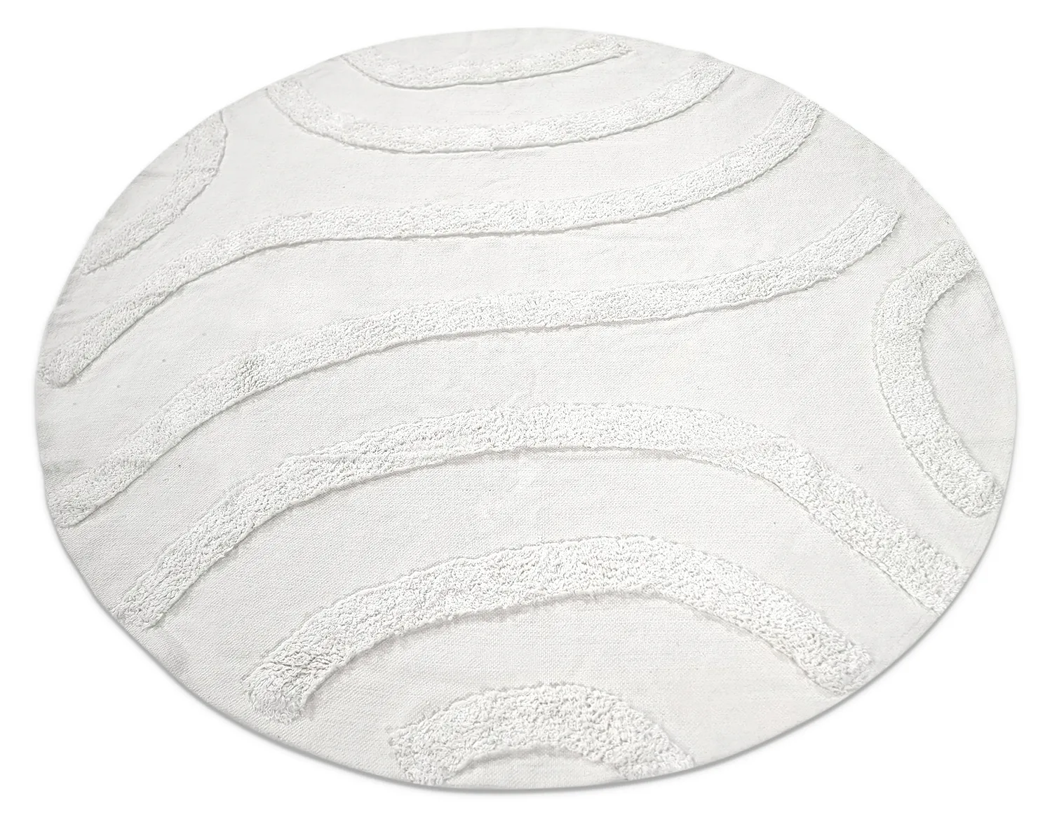 Tapis rond - Bonnie Natural Cotton Shaggy (blanc cassé)