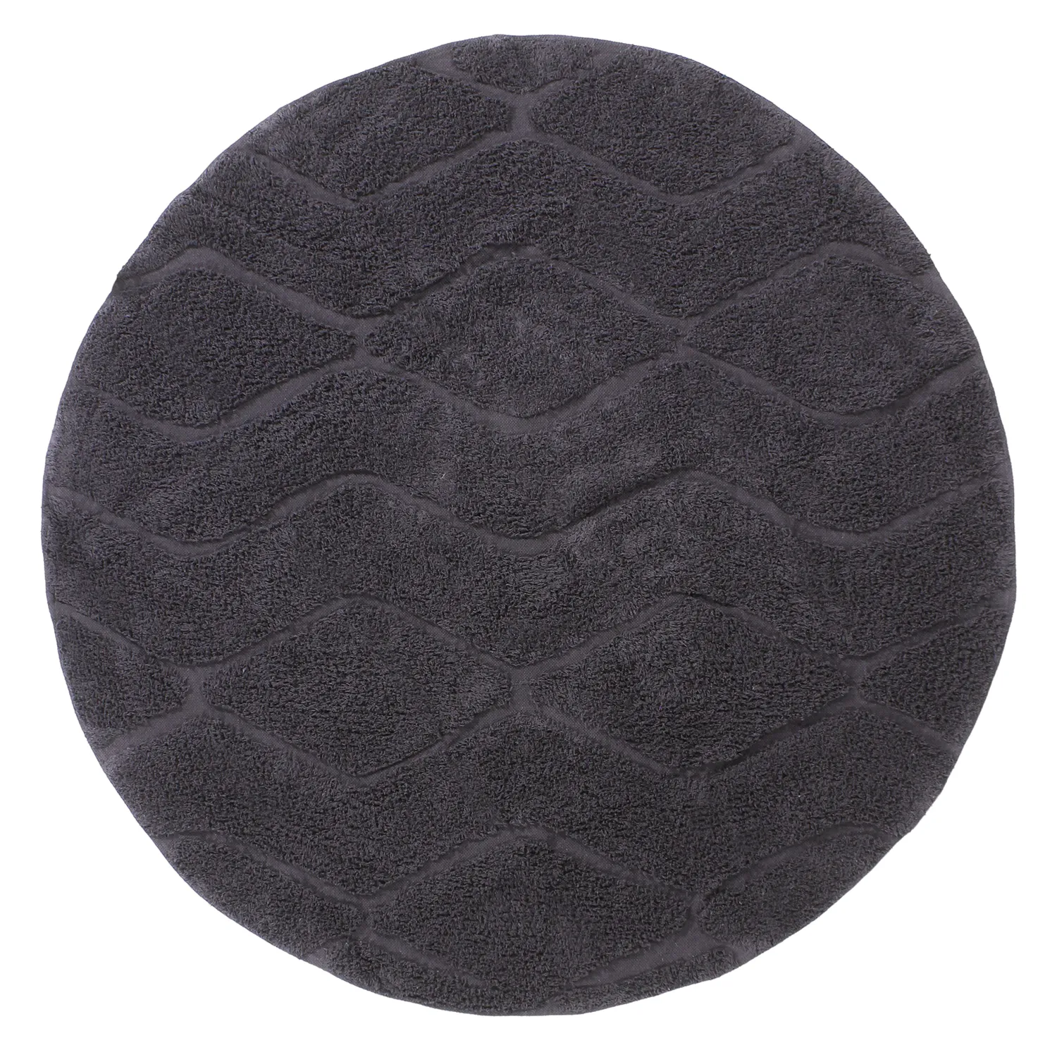 Tapis rond - Brynn Natural Cotton Shaggy (noir)